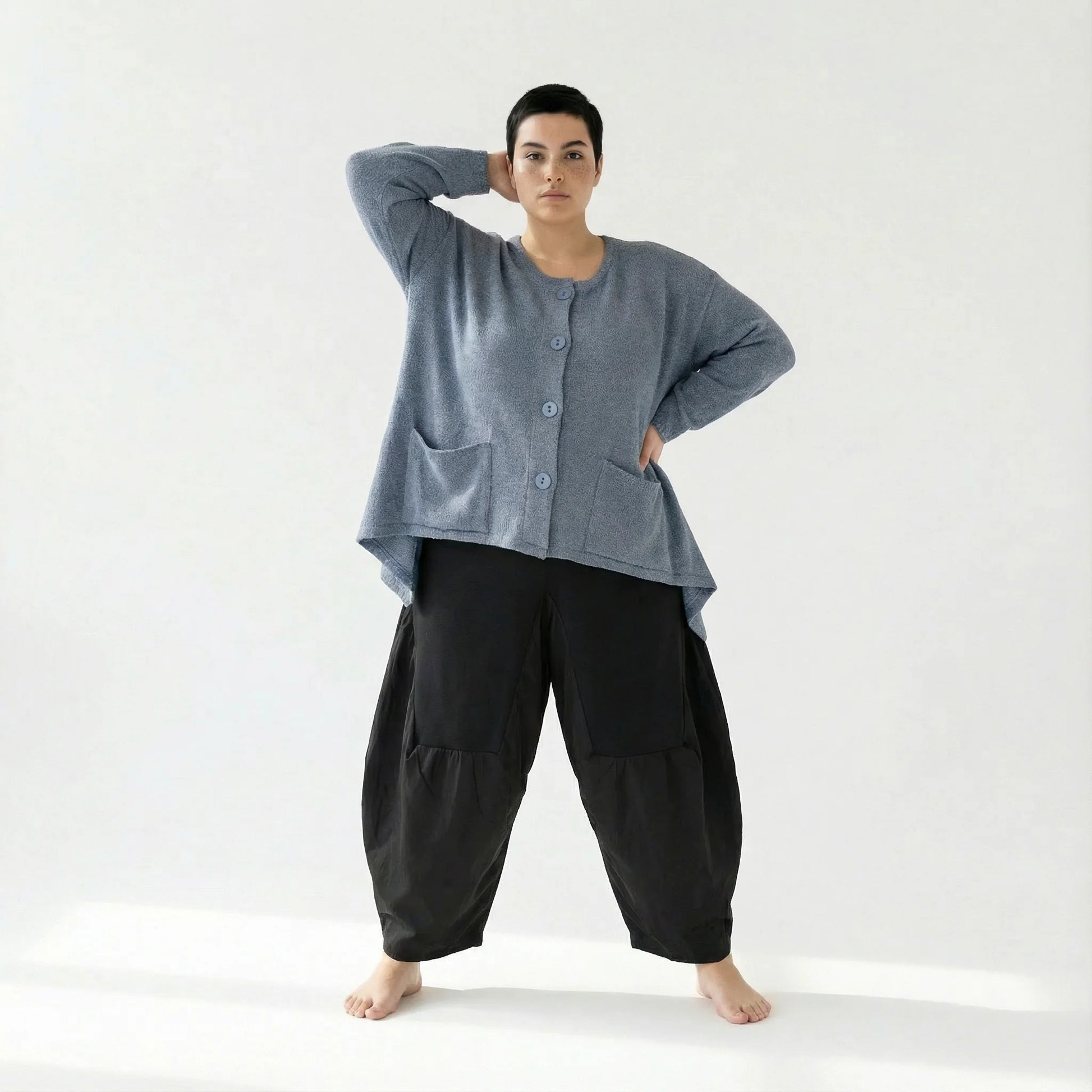  A-Form Jacke von AKH Fashion aus Viskose, 1537.00118, Himmelblau, Meliert, Ausgefallen