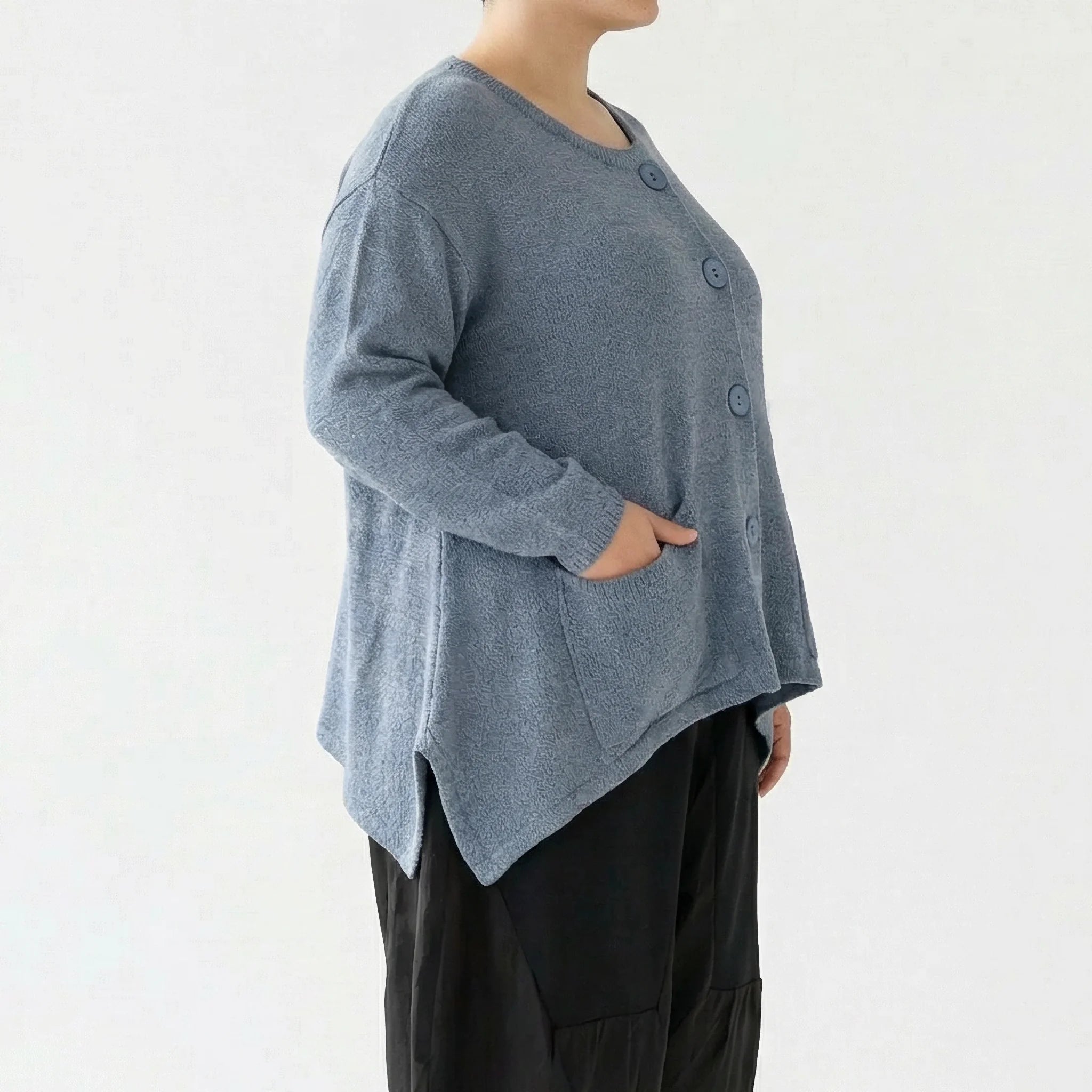  A-Form Jacke von AKH Fashion aus Viskose, 1537.00118, Himmelblau, Meliert, Ausgefallen