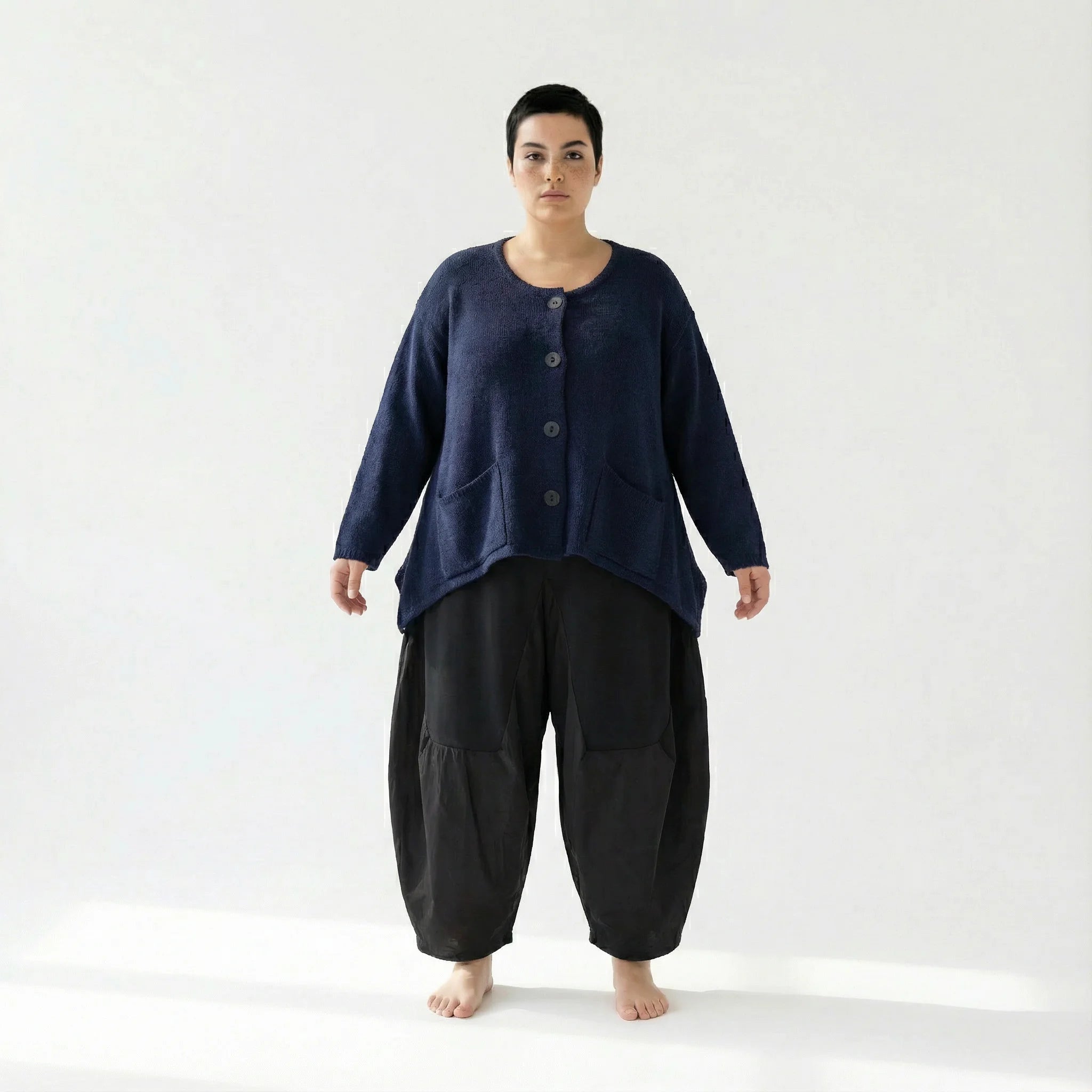  A-Form Jacke von AKH Fashion aus Viskose, 1537.00118, Marine, Meliert, Ausgefallen, Schick