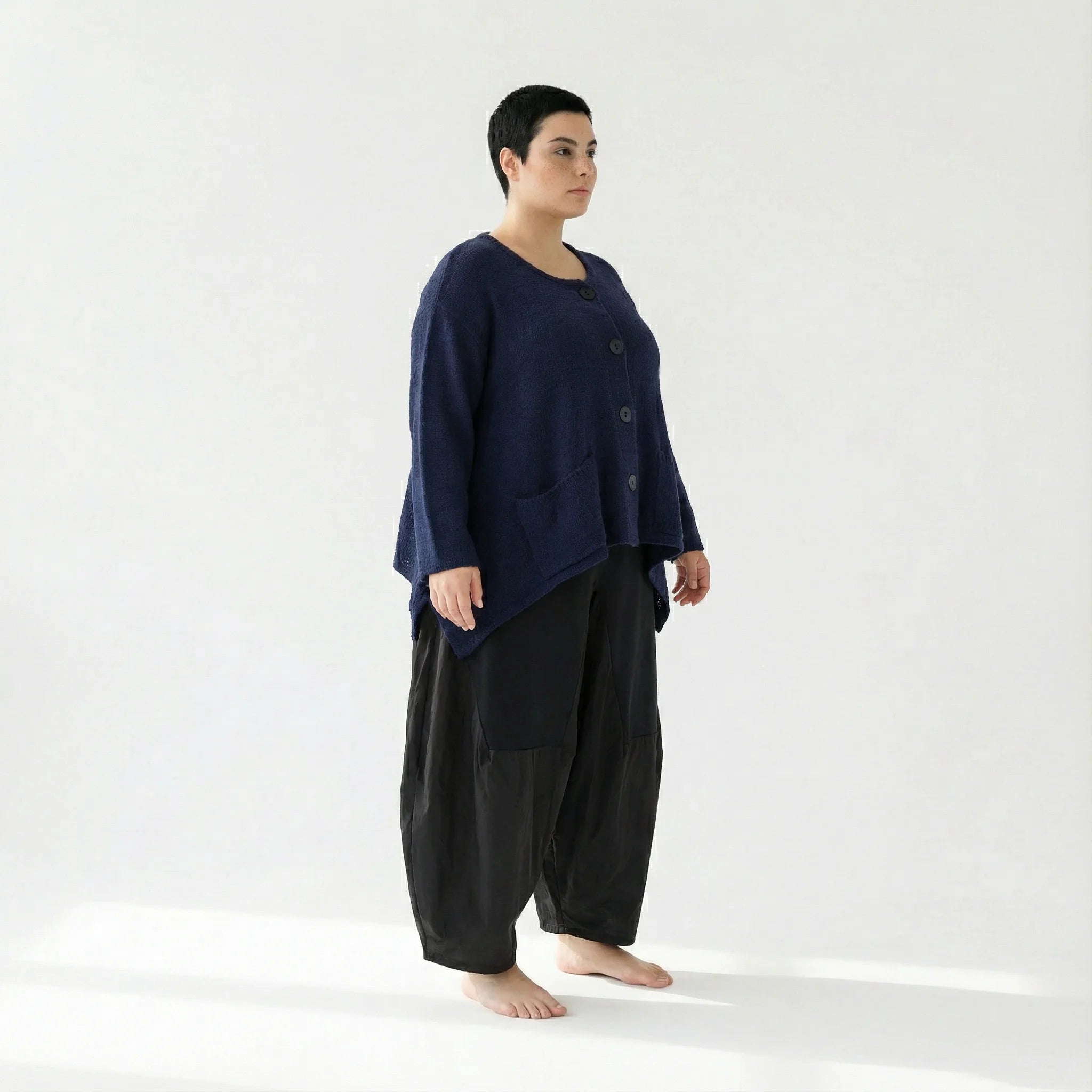  A-Form Jacke von AKH Fashion aus Viskose, 1537.00118, Marine, Meliert, Ausgefallen, Schick