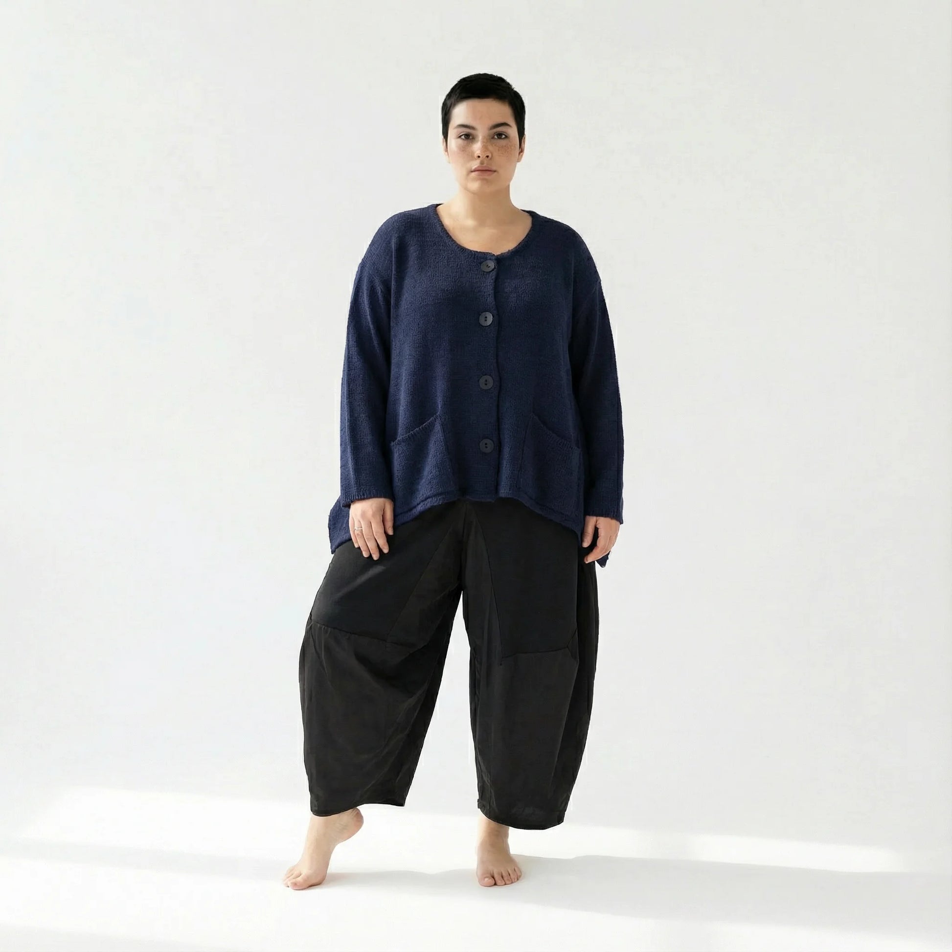  A-Form Jacke von AKH Fashion aus Viskose, 1537.00118, Marine, Meliert, Ausgefallen, Schick