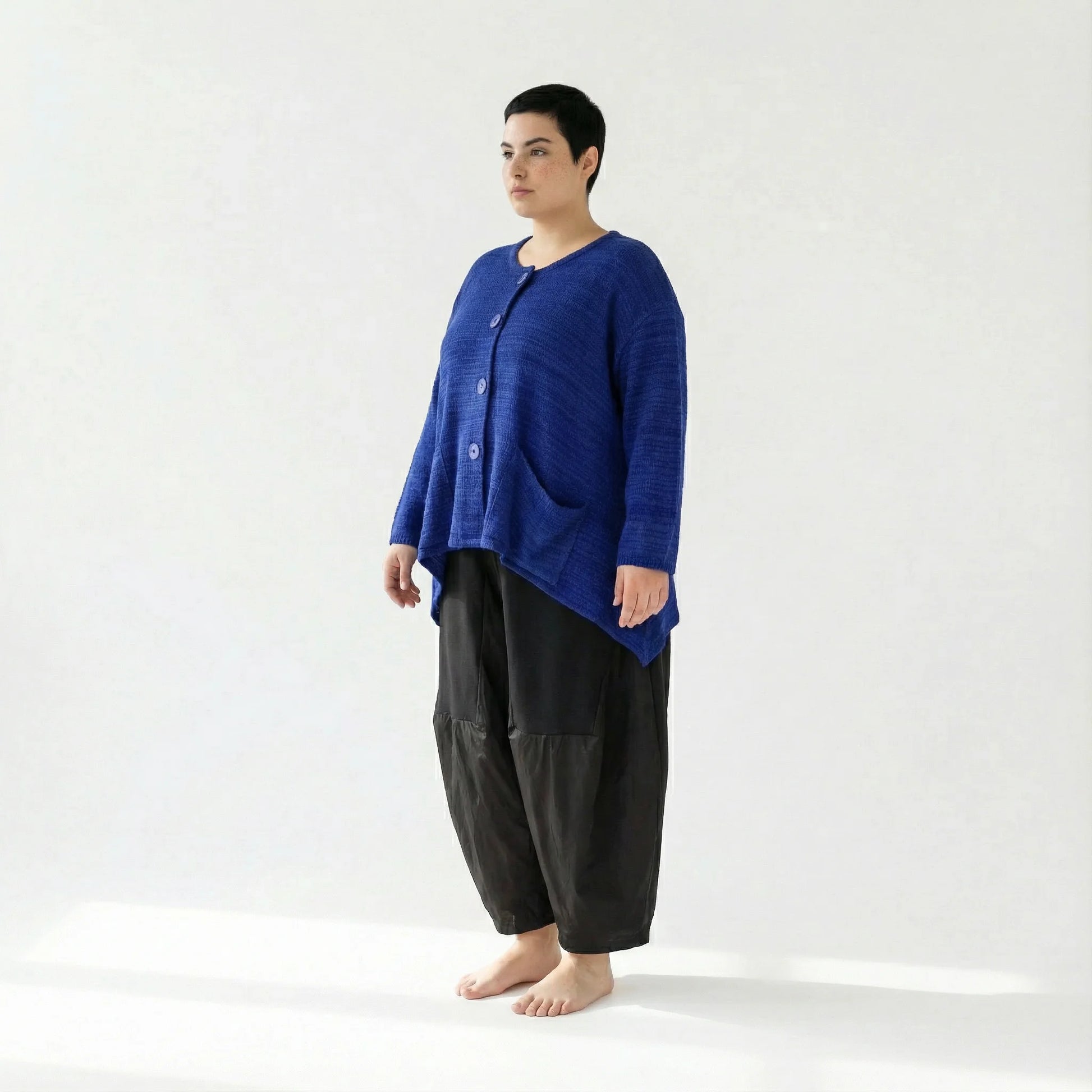  A-Form Jacke von AKH Fashion aus Viskose, 1537.00118, Royalblau, Meliert, Ausgefallen