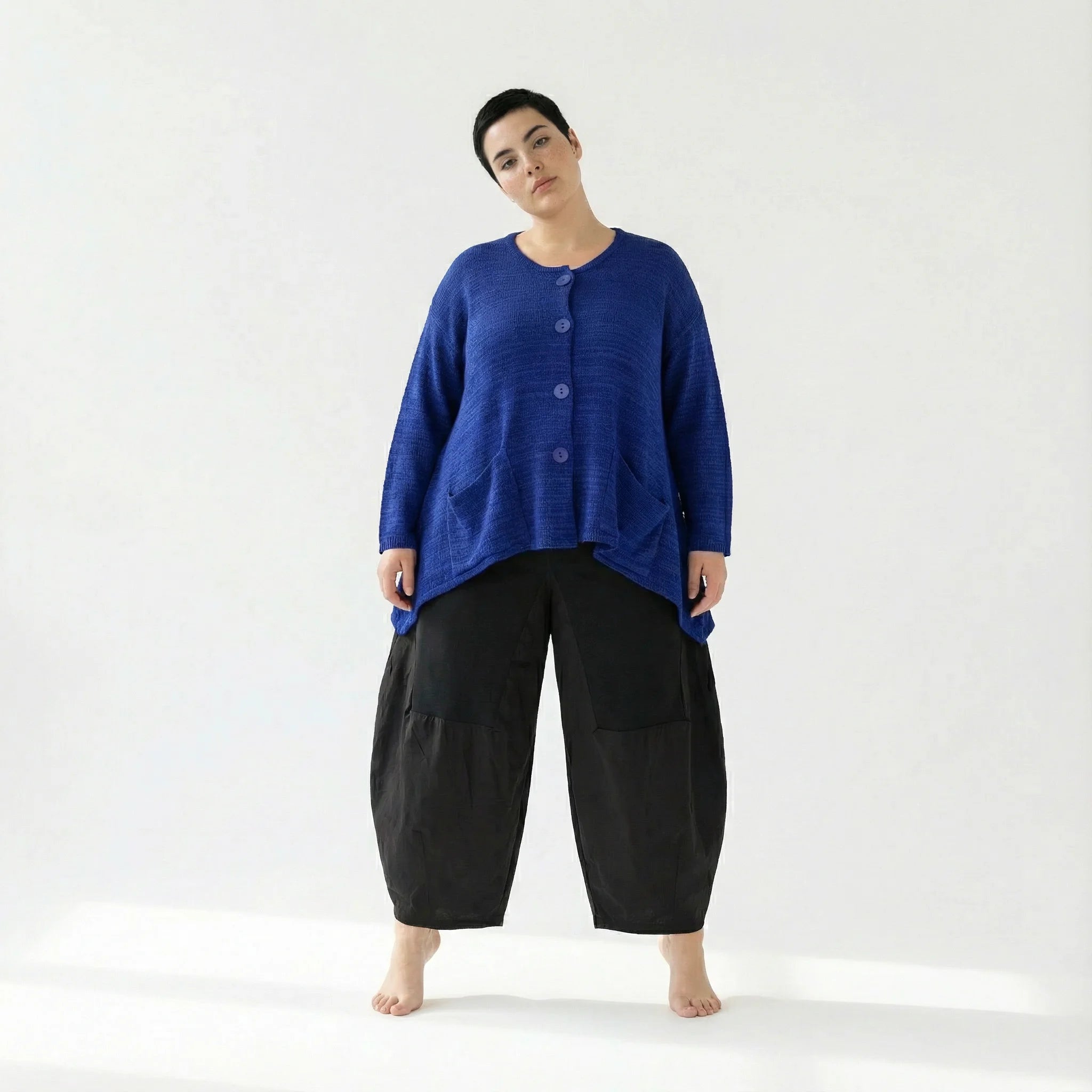  A-Form Jacke von AKH Fashion aus Viskose, 1537.00118, Royalblau, Meliert, Ausgefallen