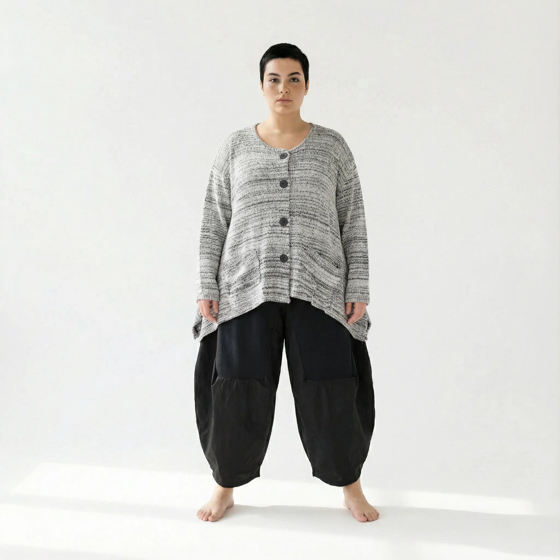  A-Form Jacke von AKH Fashion aus Viskose, 1537.00118, Weiß/Schwarz, Meliert, Ausgefallen