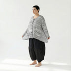  A-Form Jacke von AKH Fashion aus Viskose, 1537.00118, Weiß/Schwarz, Meliert, Ausgefallen