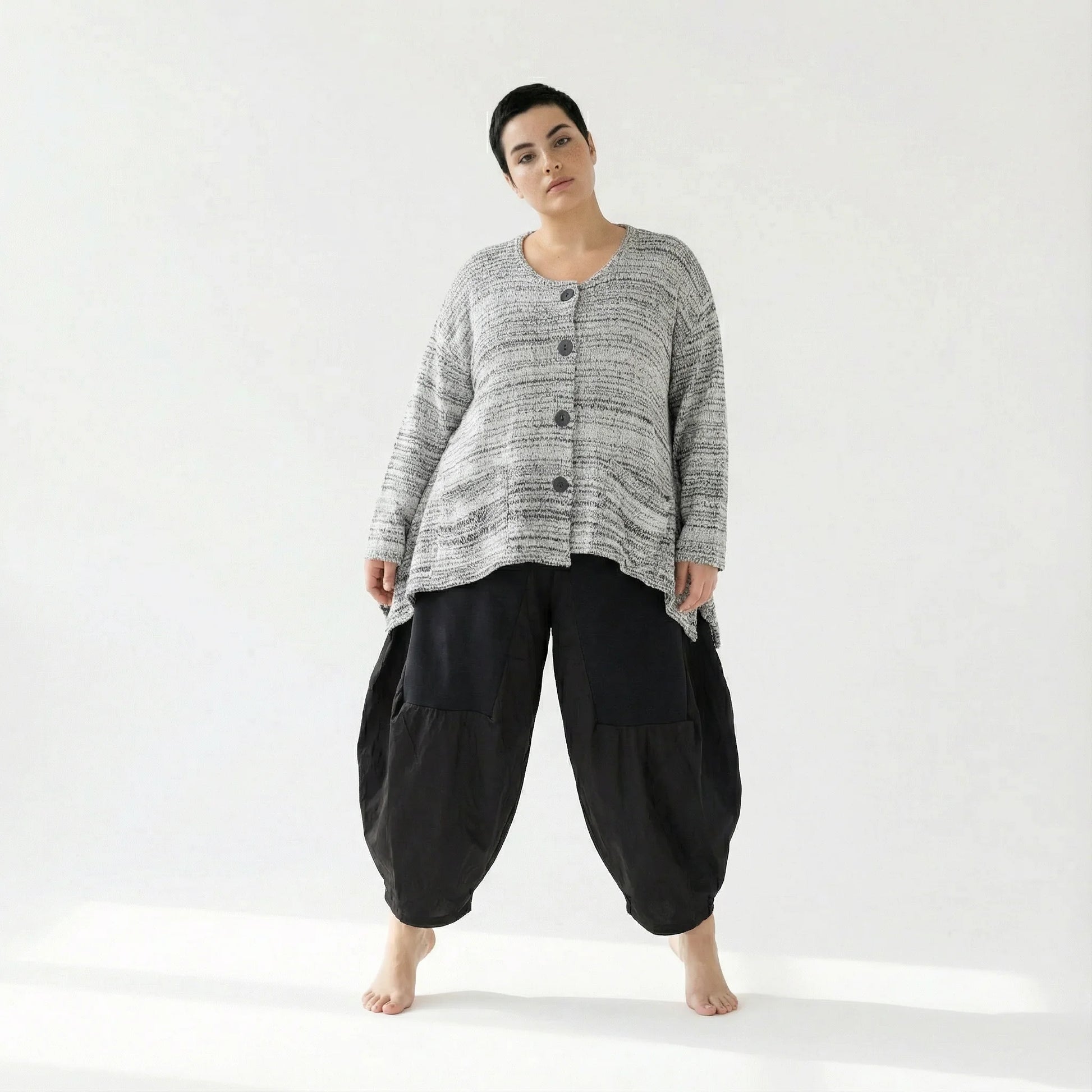  A-Form Jacke von AKH Fashion aus Viskose, 1537.00118, Weiß/Schwarz, Meliert, Ausgefallen