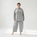  AKH Fashion Bigshirt in gerader Form, aus Viskose, 1540.07124, Grau, Kariert, Ausgefallen