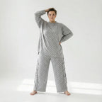  AKH Fashion Bigshirt in gerader Form, aus Viskose, 1540.07124, Grau, Kariert, Ausgefallen