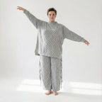  AKH Fashion Bigshirt in gerader Form, aus Viskose, 1540.07124, Grau, Kariert, Ausgefallen
