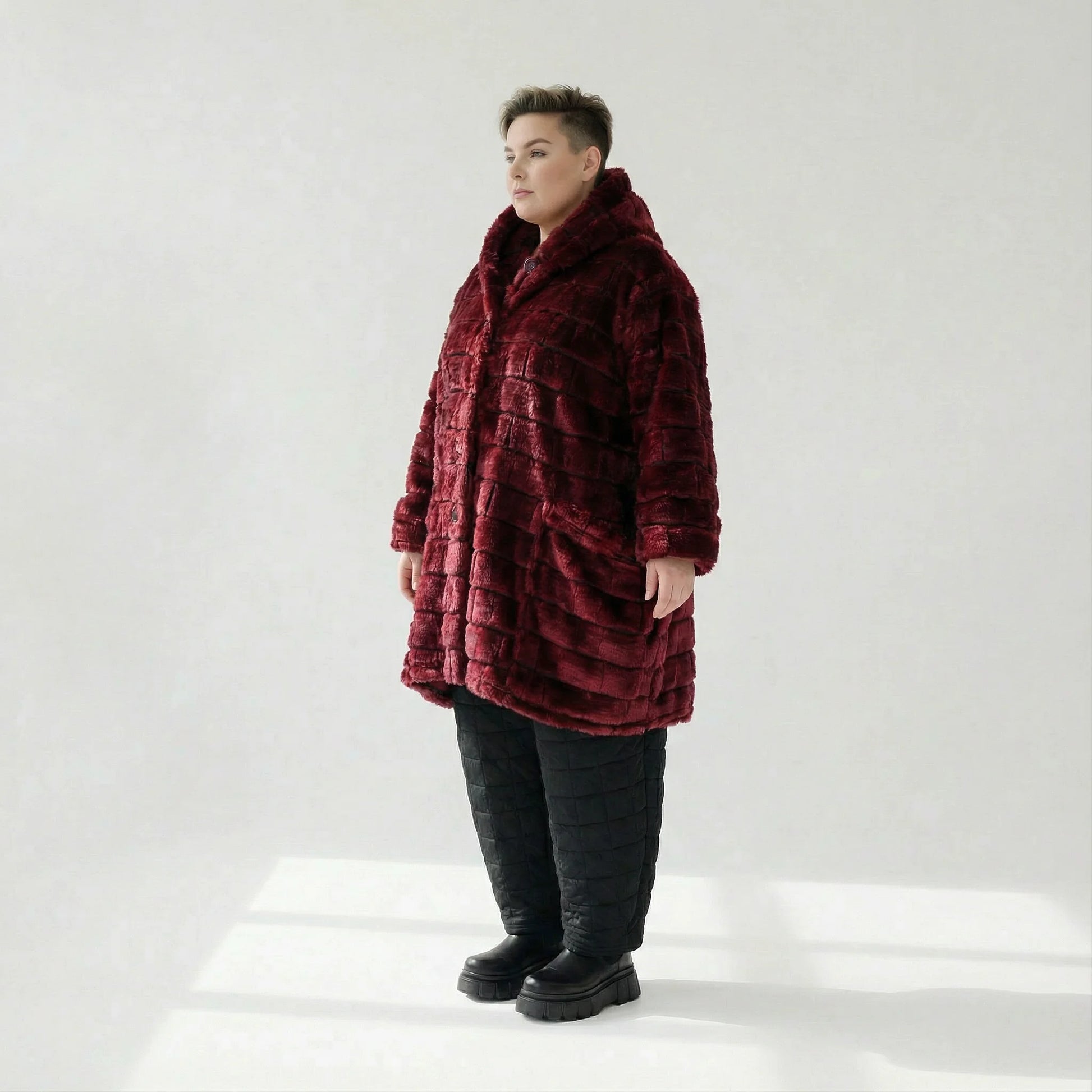  Ballonjacke von AKH Fashion aus Polyester, 1546.06660, Weinrot, Kariert, Ausgefallen