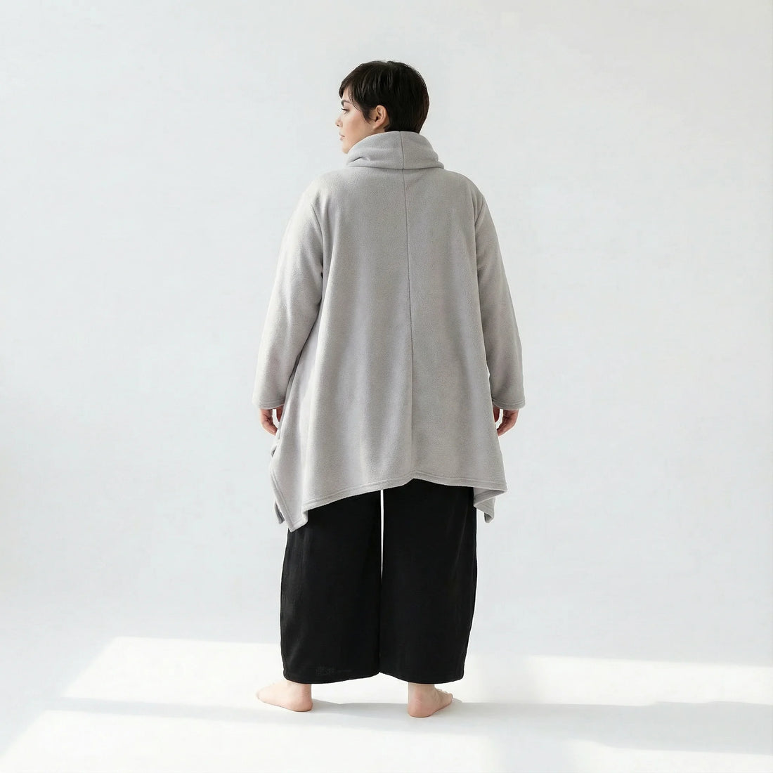  A-Form Bigshirt von AKH Fashion aus Materialmix, 1552.03371, Hellgrau, Ausgefallen, Zeitlos