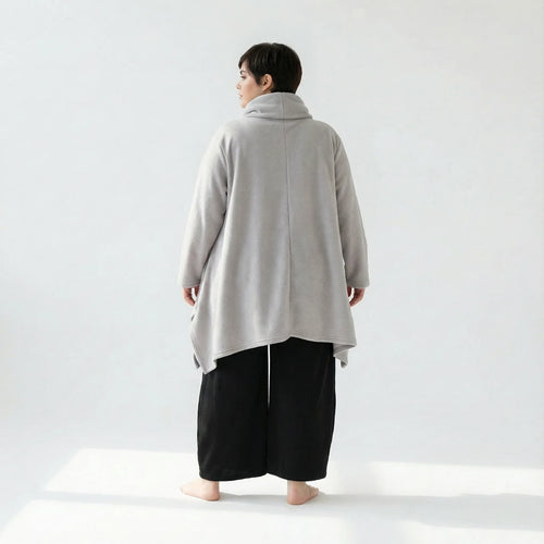  A-Form Bigshirt von AKH Fashion aus Materialmix, 1552.03371, Hellgrau, Ausgefallen, Zeitlos