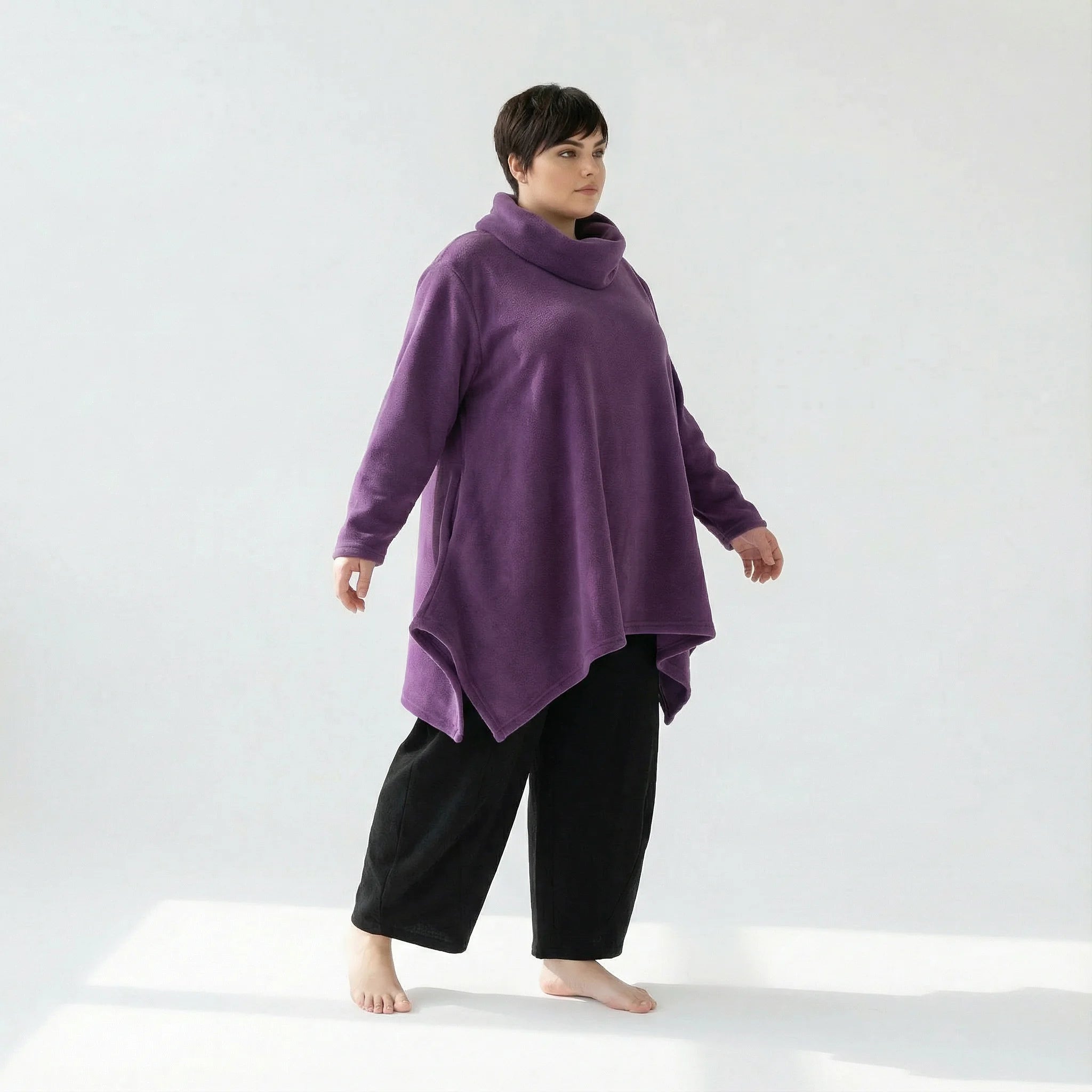  A-Form Bigshirt von AKH Fashion aus Materialmix, 1552.03371, Violett, Ausgefallen, Zeitlos