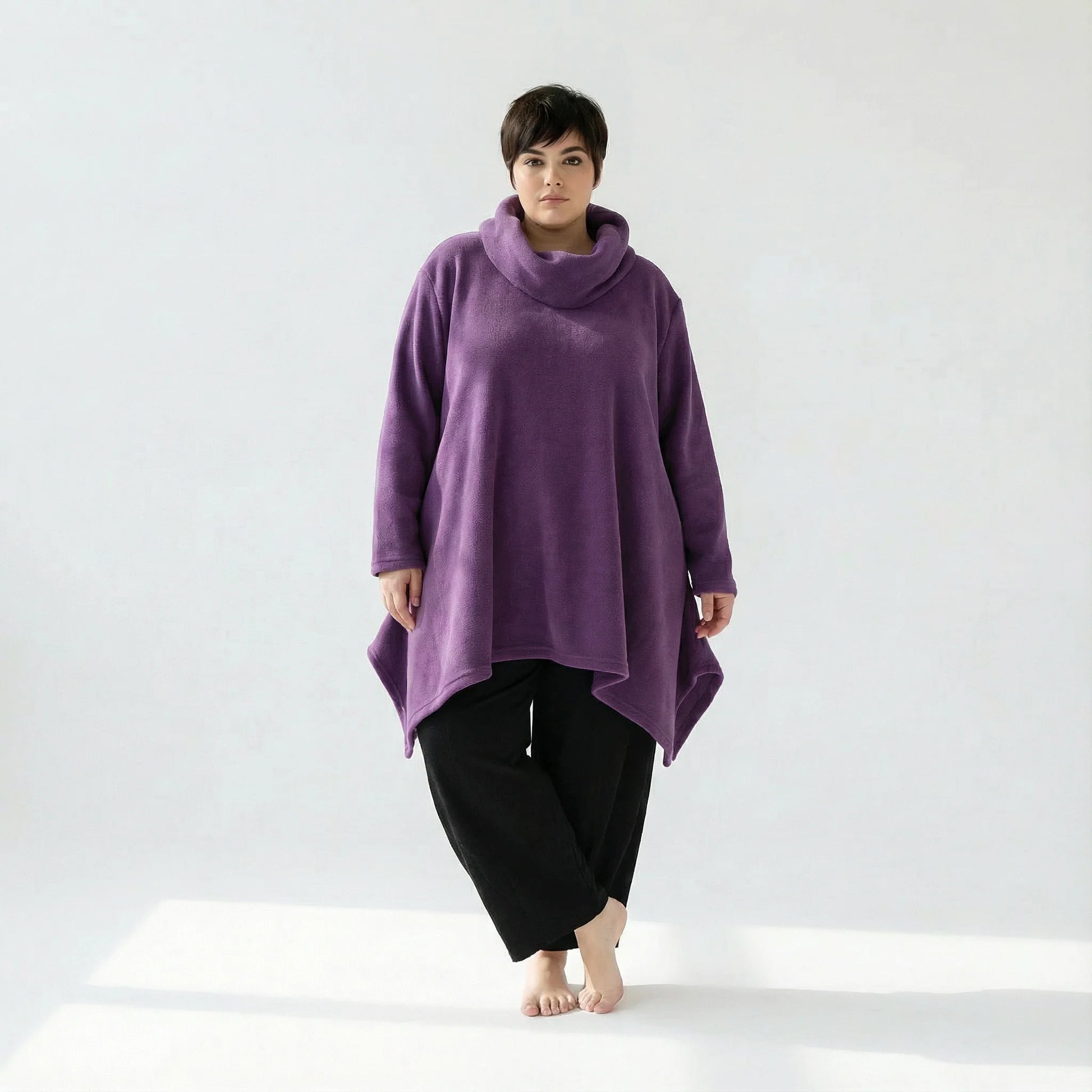  A-Form Bigshirt von AKH Fashion aus Materialmix, 1552.03371, Violett, Ausgefallen, Zeitlos
