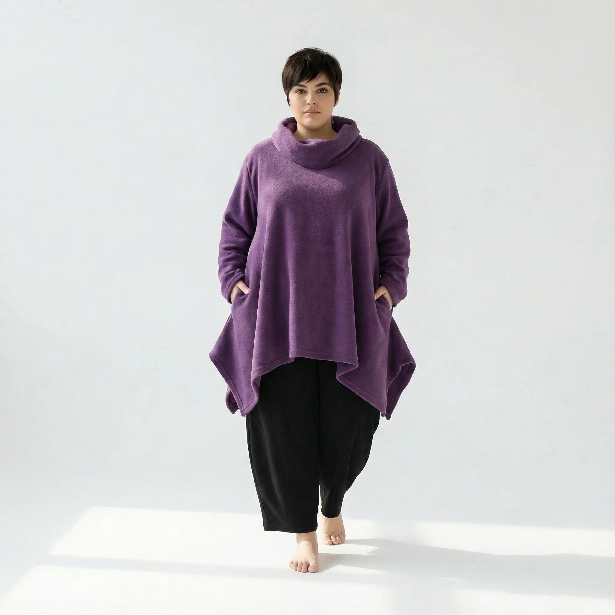  A-Form Bigshirt von AKH Fashion aus Materialmix, 1552.03371, Violett, Ausgefallen, Zeitlos