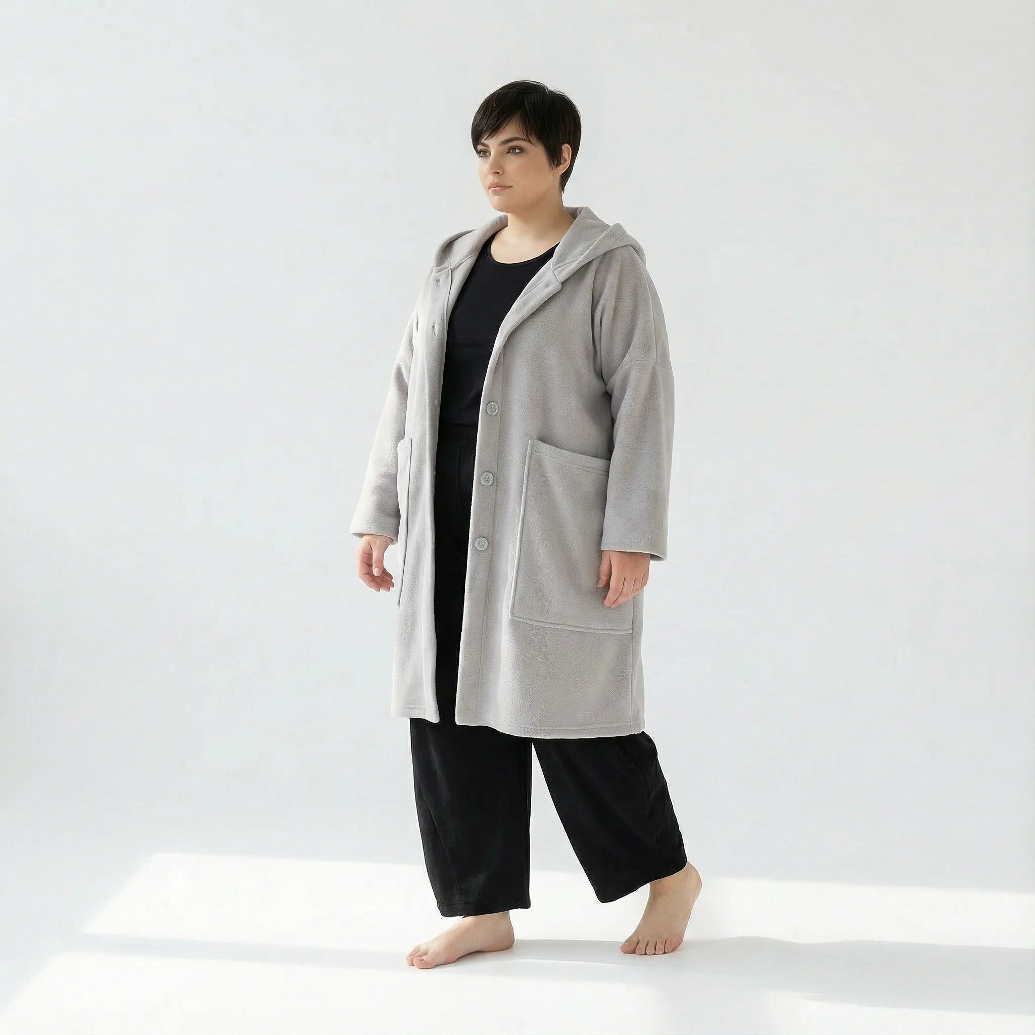  AKH Fashion Jacke in gerader Form, aus Materialmix, 1552.06272, Hellgrau, Ausgefallen