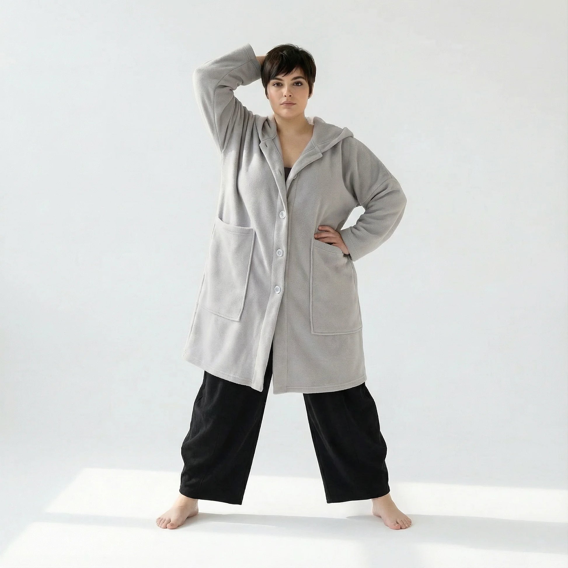  AKH Fashion Jacke in gerader Form, aus Materialmix, 1552.06272, Hellgrau, Ausgefallen