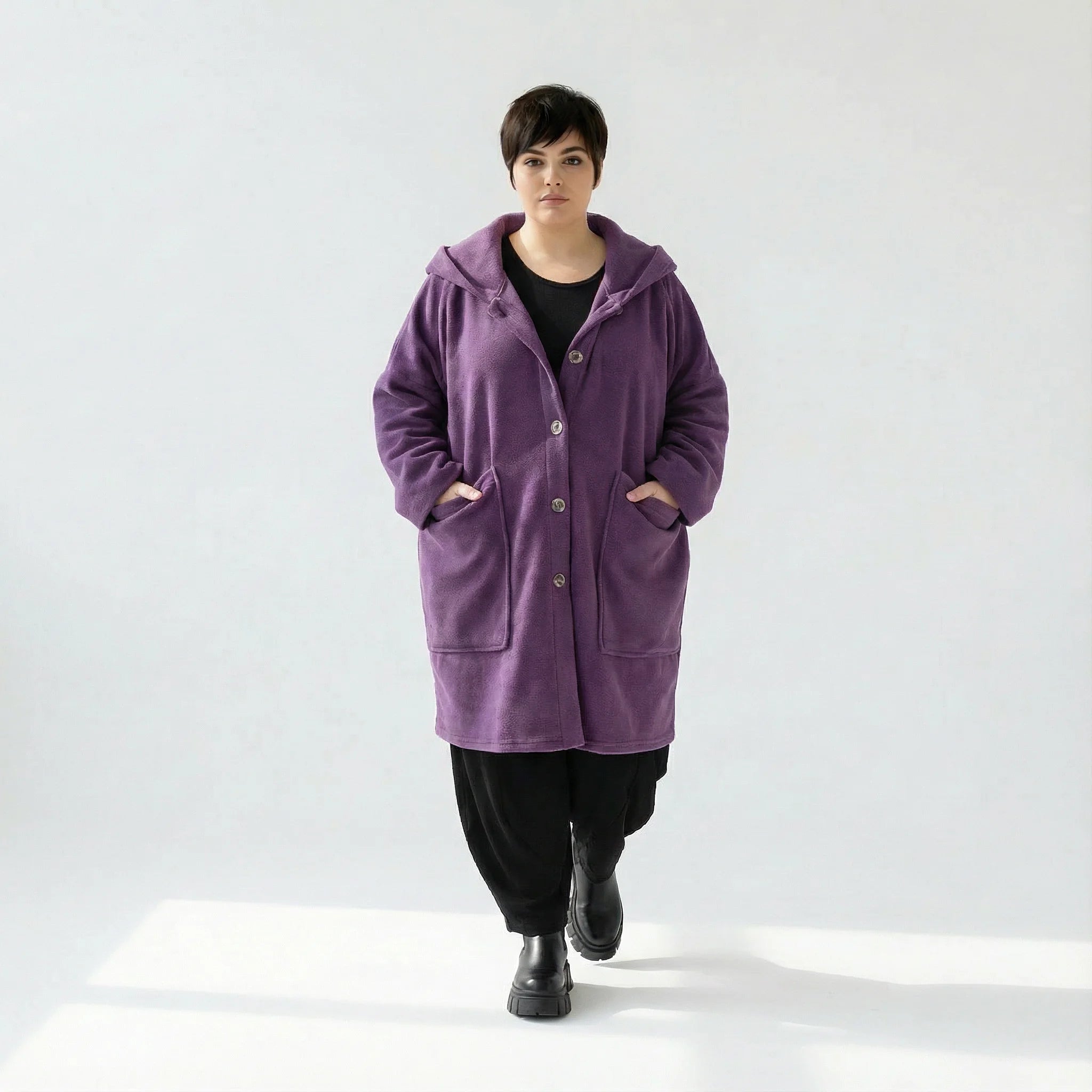 AKH Fashion Jacke in gerader Form, aus Materialmix, 1552.06272, Violett, Ausgefallen