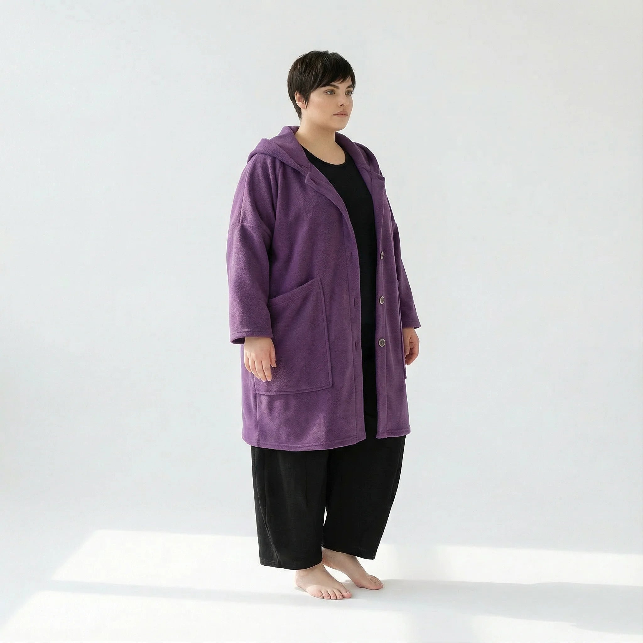 AKH Fashion Jacke in gerader Form, aus Materialmix, 1552.06272, Violett, Ausgefallen