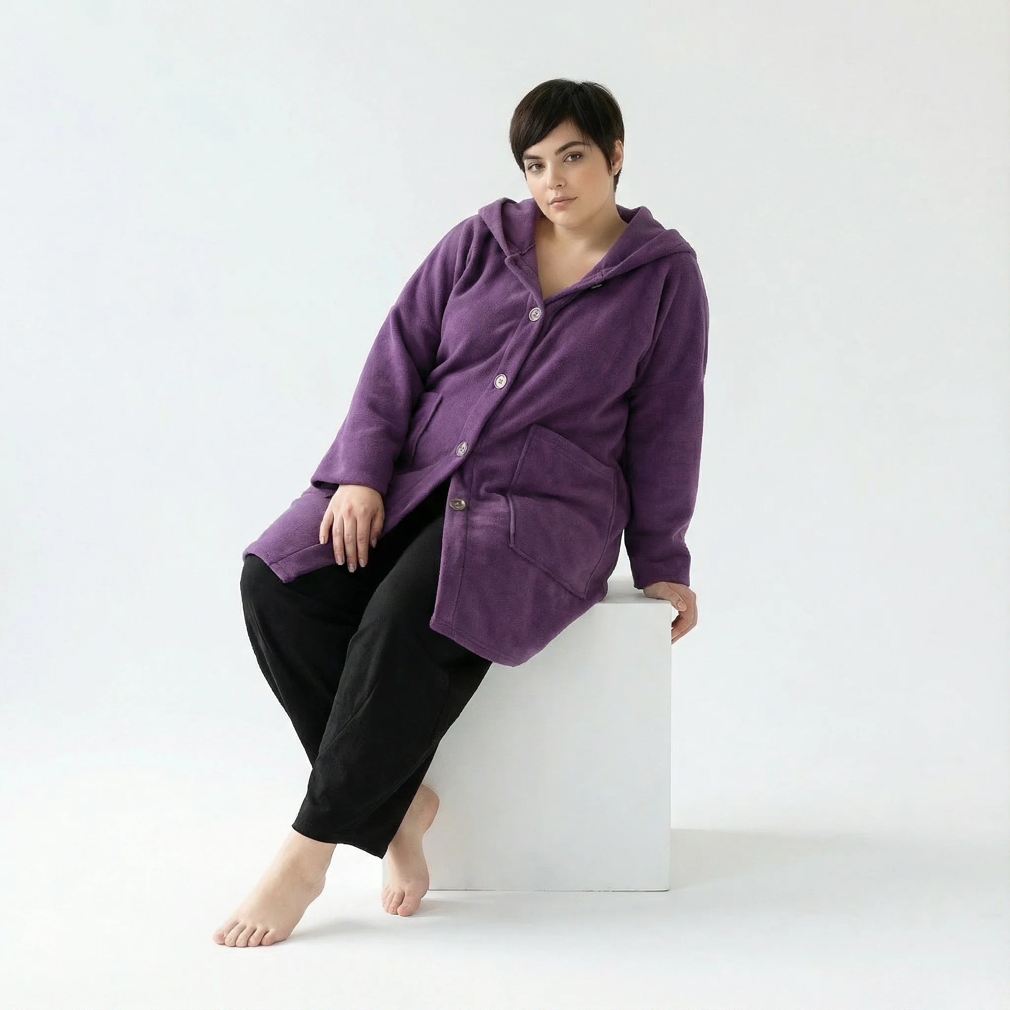 AKH Fashion Jacke in gerader Form, aus Materialmix, 1552.06272, Violett, Ausgefallen