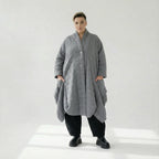  Ballonmantel von AKH Fashion aus Viskose, 1561.06671, Grau, Kariert, Ausgefallen, Zeitlos