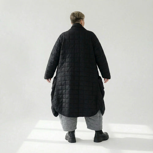  Ballonmantel von AKH Fashion aus Viskose, 1561.06671, Schwarz, Kariert, Ausgefallen