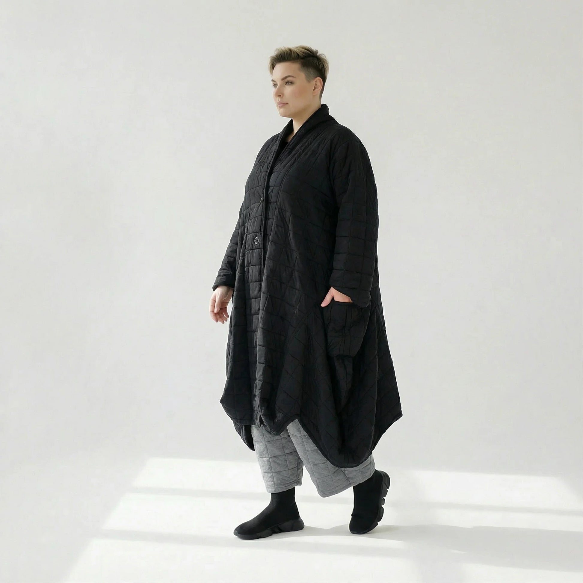  Ballonmantel von AKH Fashion aus Viskose, 1561.06671, Schwarz, Kariert, Ausgefallen