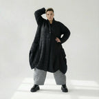  Ballonmantel von AKH Fashion aus Viskose, 1561.06671, Schwarz, Kariert, Ausgefallen
