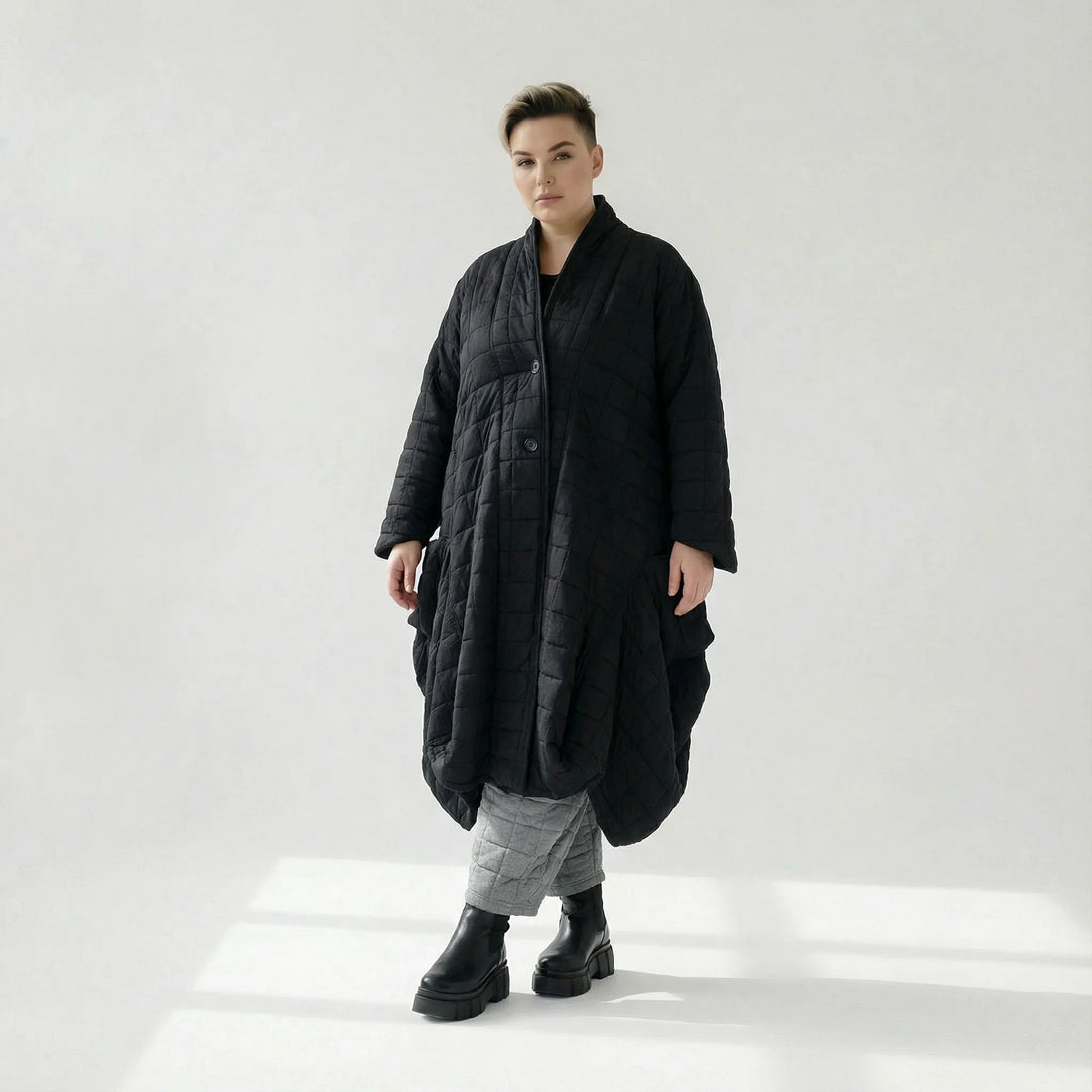  Ballonmantel von AKH Fashion aus Viskose, 1561.06671, Schwarz, Kariert, Ausgefallen