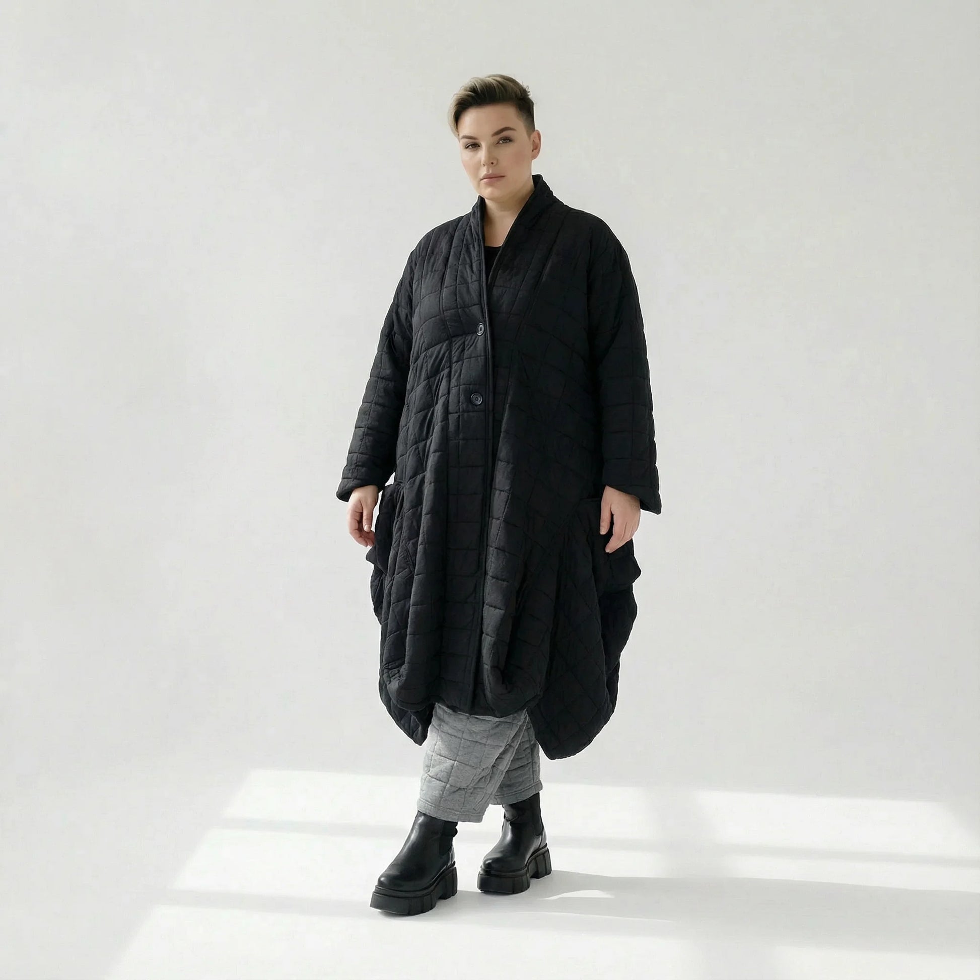  Ballonmantel von AKH Fashion aus Viskose, 1561.06671, Schwarz, Kariert, Ausgefallen