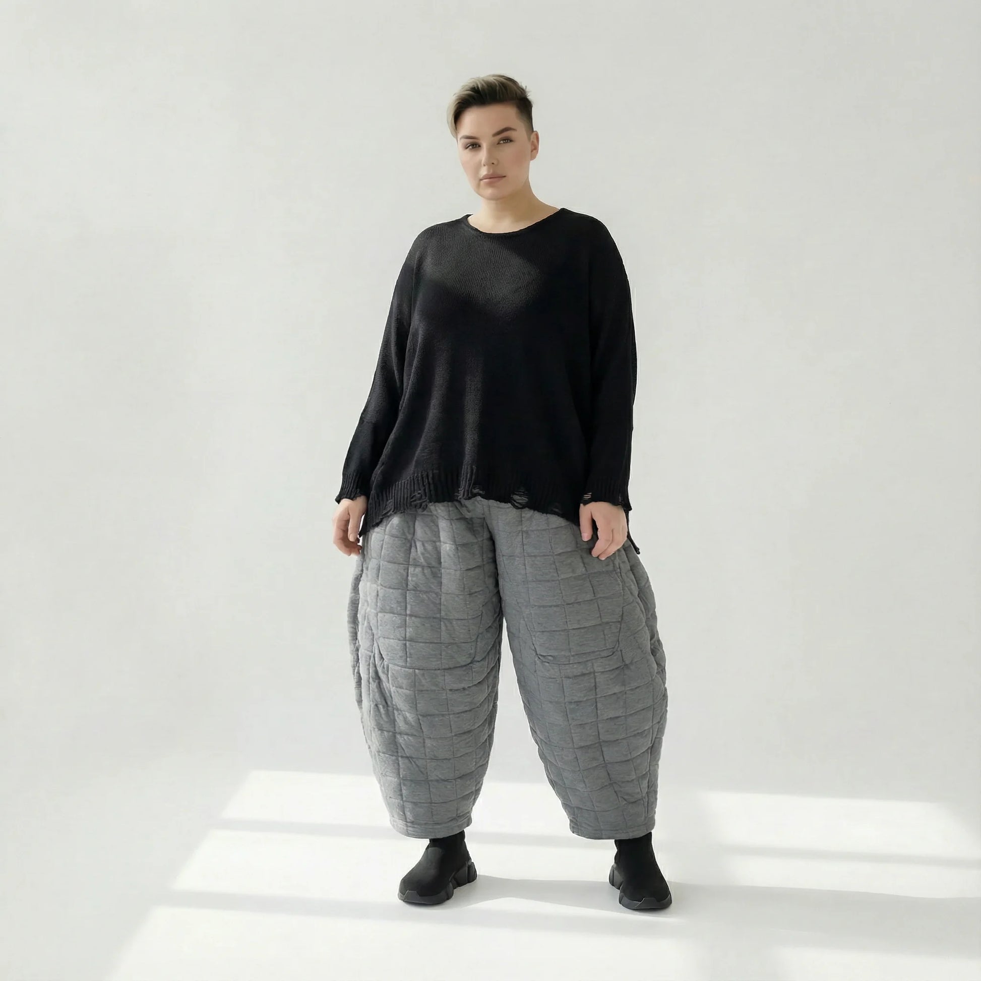  Ballonhose von AKH Fashion aus Viskose, 1561.06883, Grau, Kariert, Ausgefallen, Zeitlos