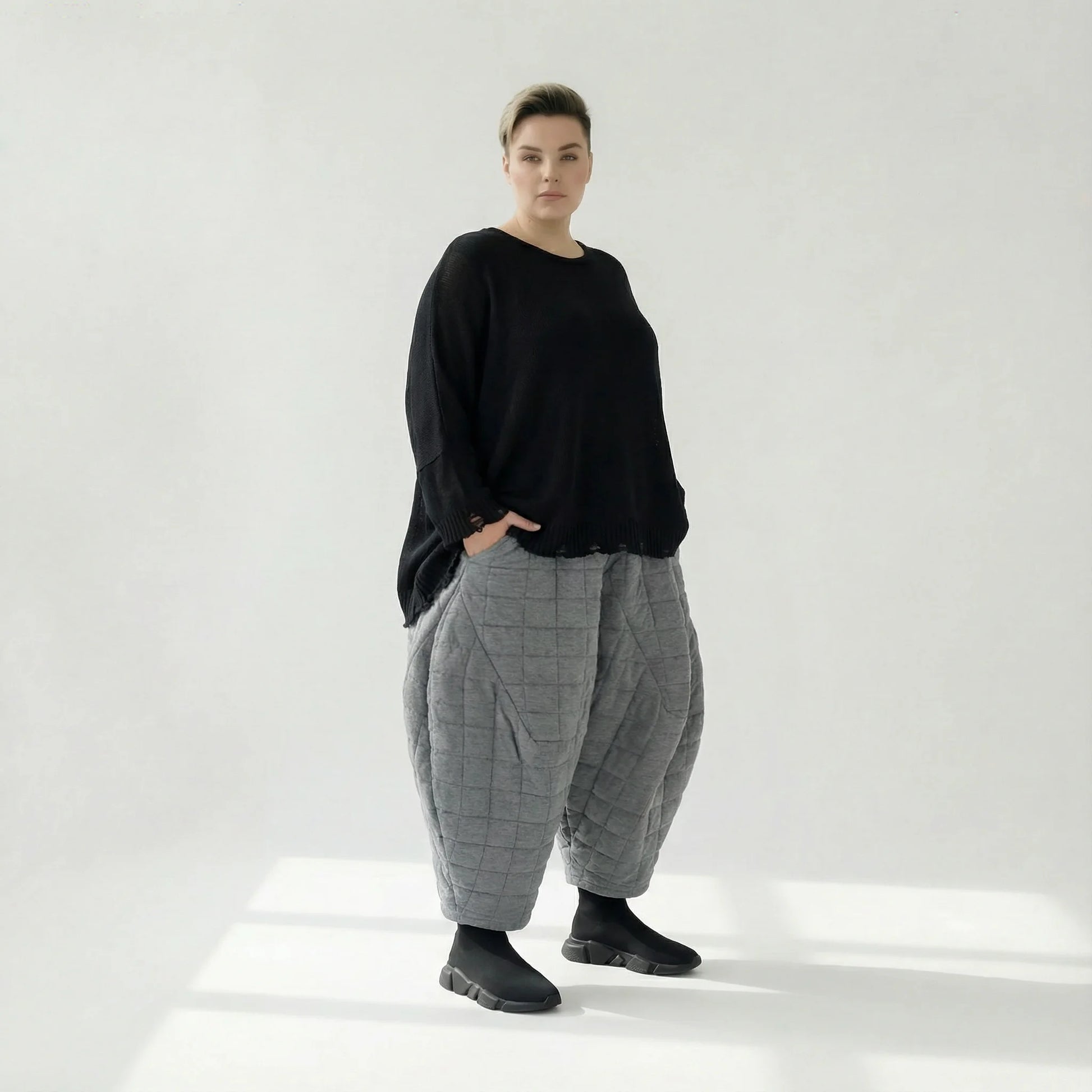  Ballonhose von AKH Fashion aus Viskose, 1561.06883, Grau, Kariert, Ausgefallen, Zeitlos