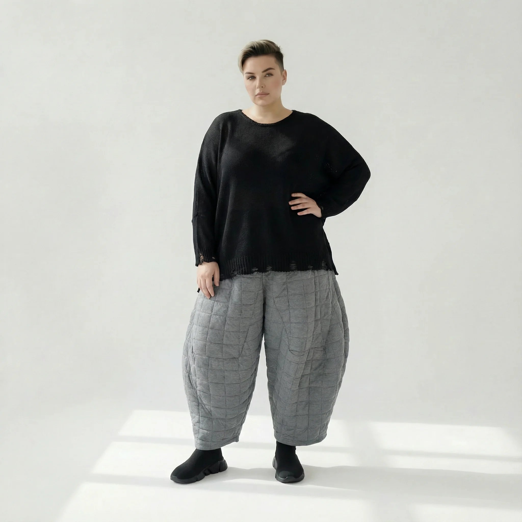  Ballonhose von AKH Fashion aus Viskose, 1561.06883, Grau, Kariert, Ausgefallen, Zeitlos