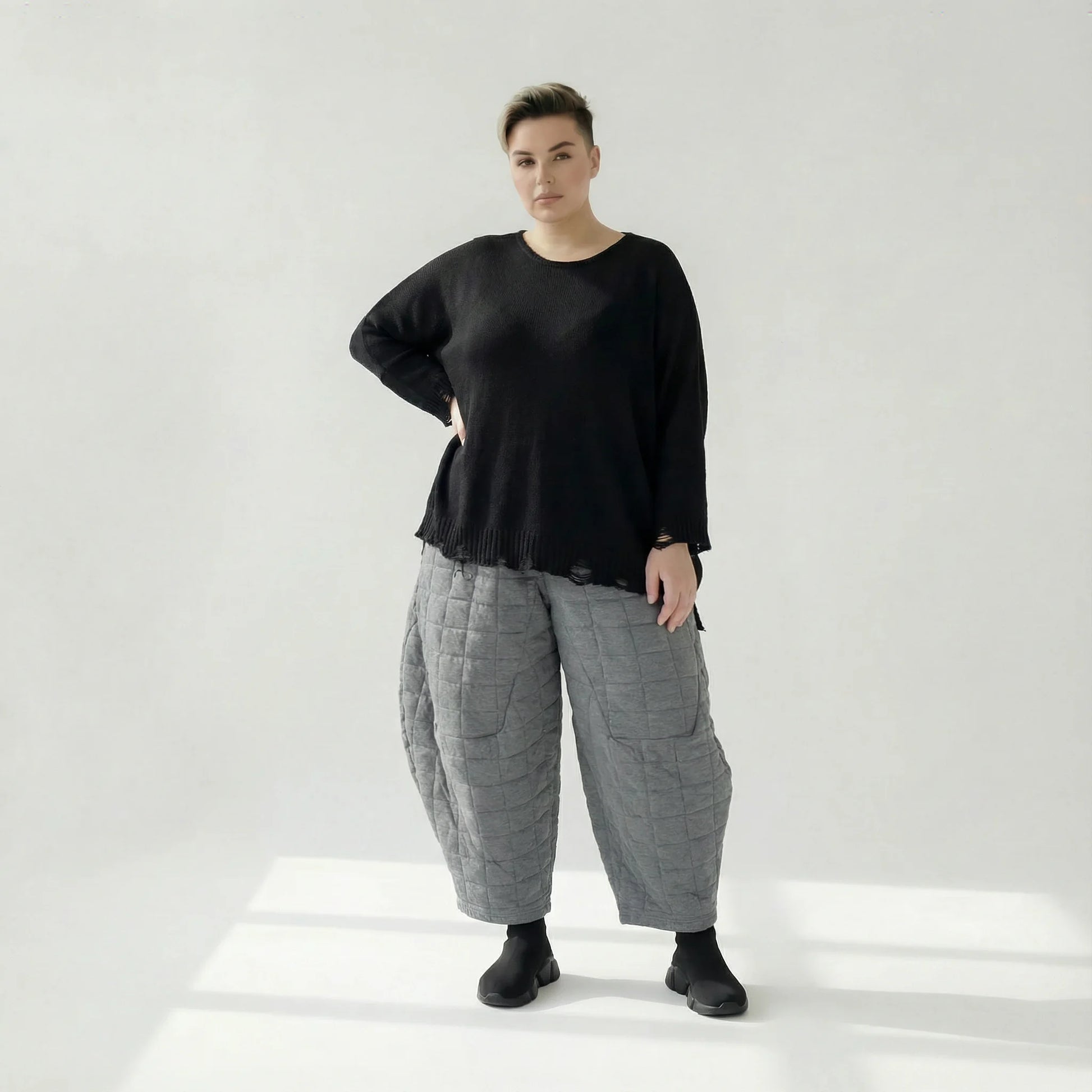  Ballonhose von AKH Fashion aus Viskose, 1561.06883, Grau, Kariert, Ausgefallen, Zeitlos