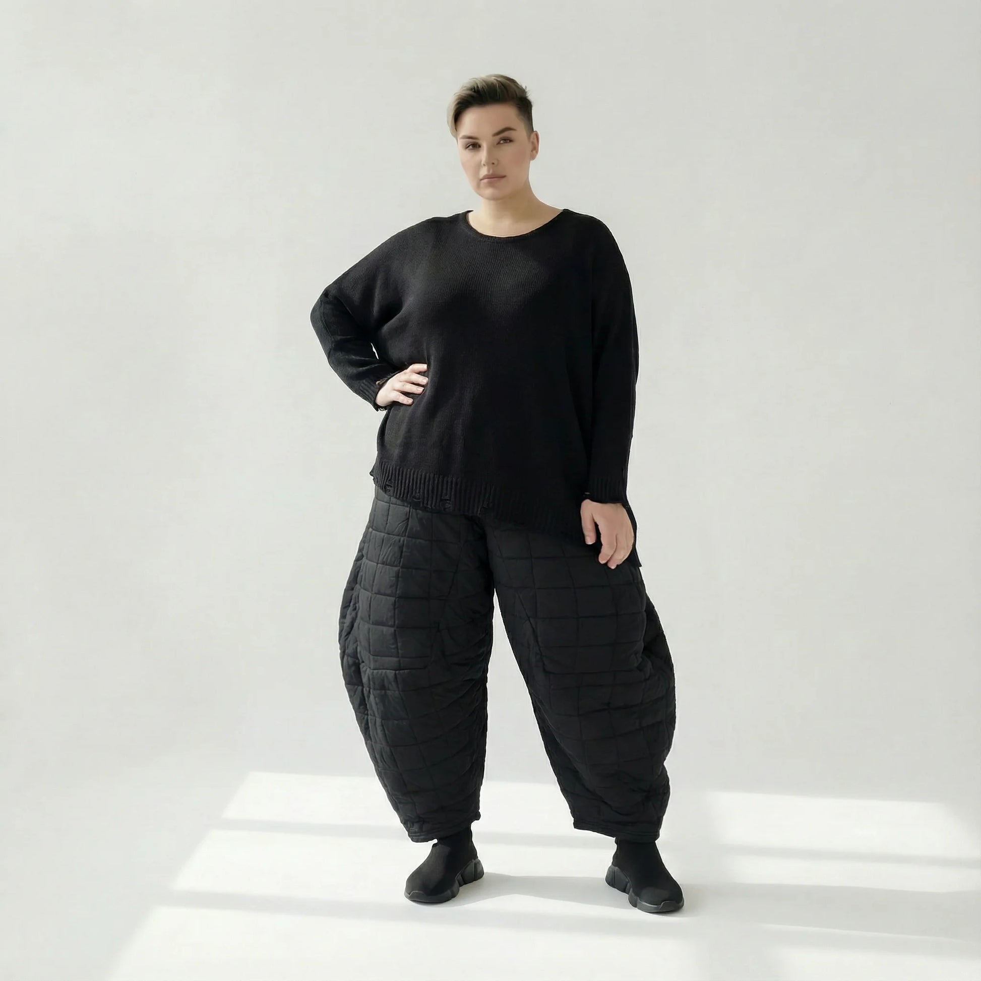  Ballonhose von AKH Fashion aus Viskose, 1561.06883, Schwarz, Kariert, Ausgefallen, Zeitlos