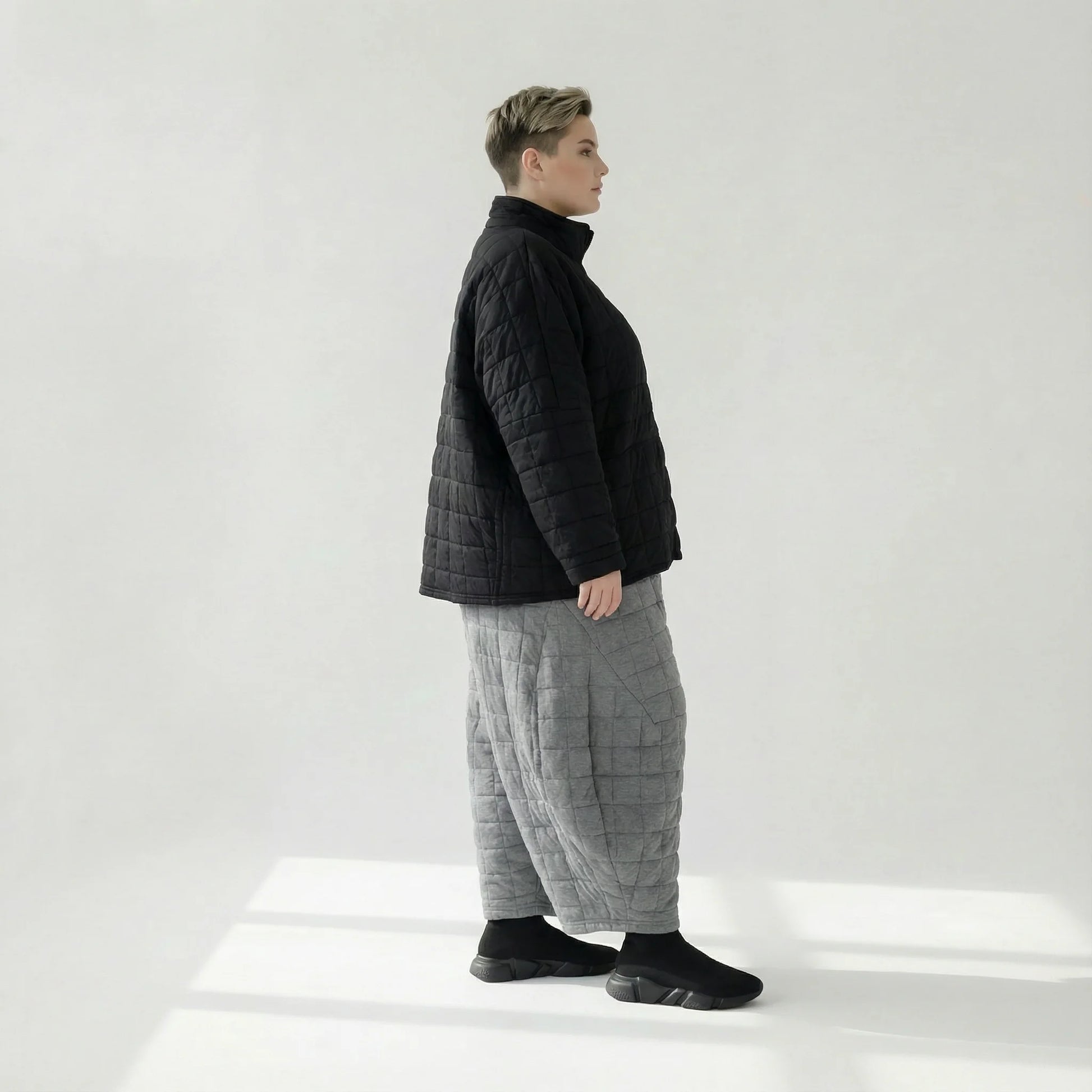  AKH Fashion Jacke in kastiger Form, aus Viskose, 1561.07104, Schwarz, Kariert, Schick