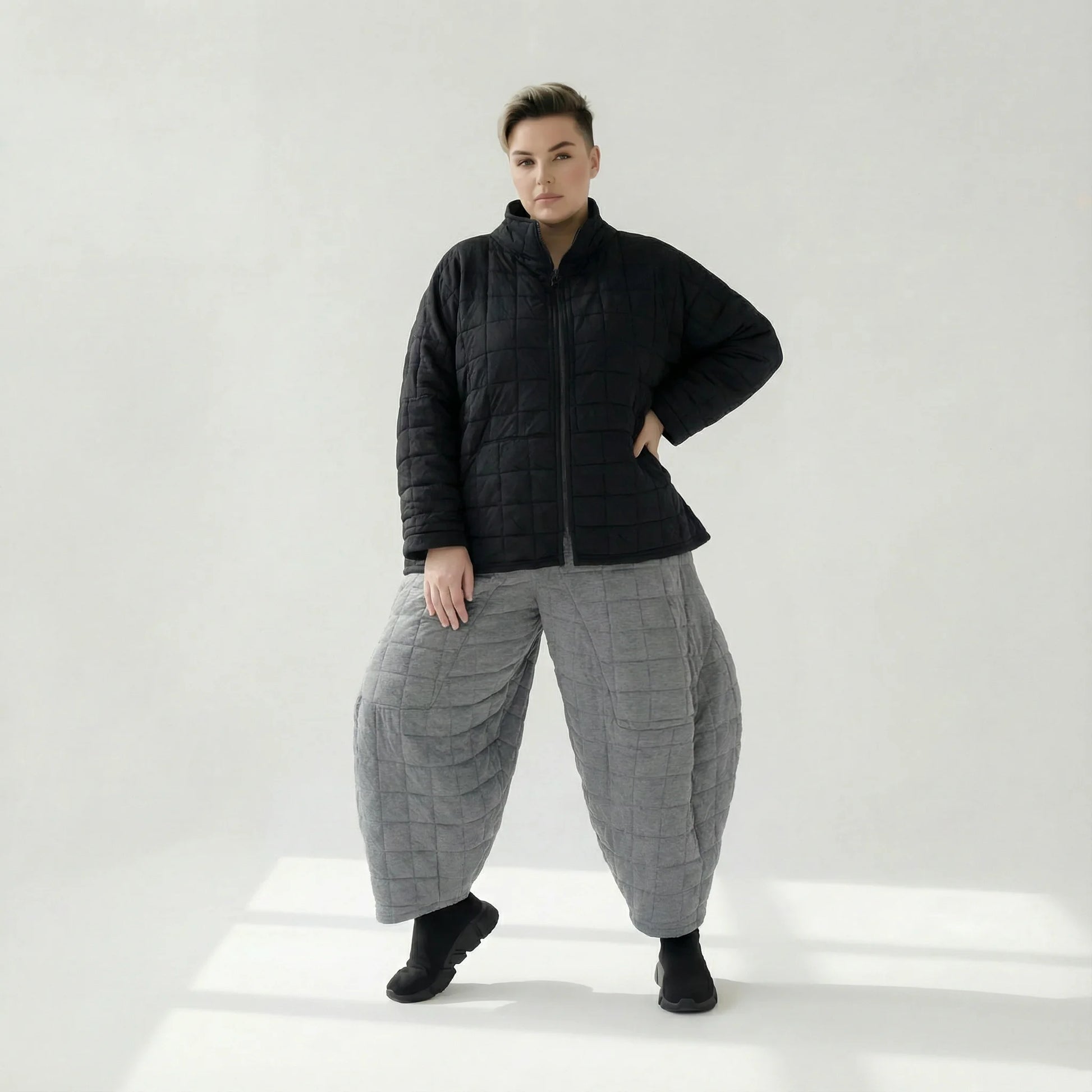  AKH Fashion Jacke in kastiger Form, aus Viskose, 1561.07104, Schwarz, Kariert, Schick