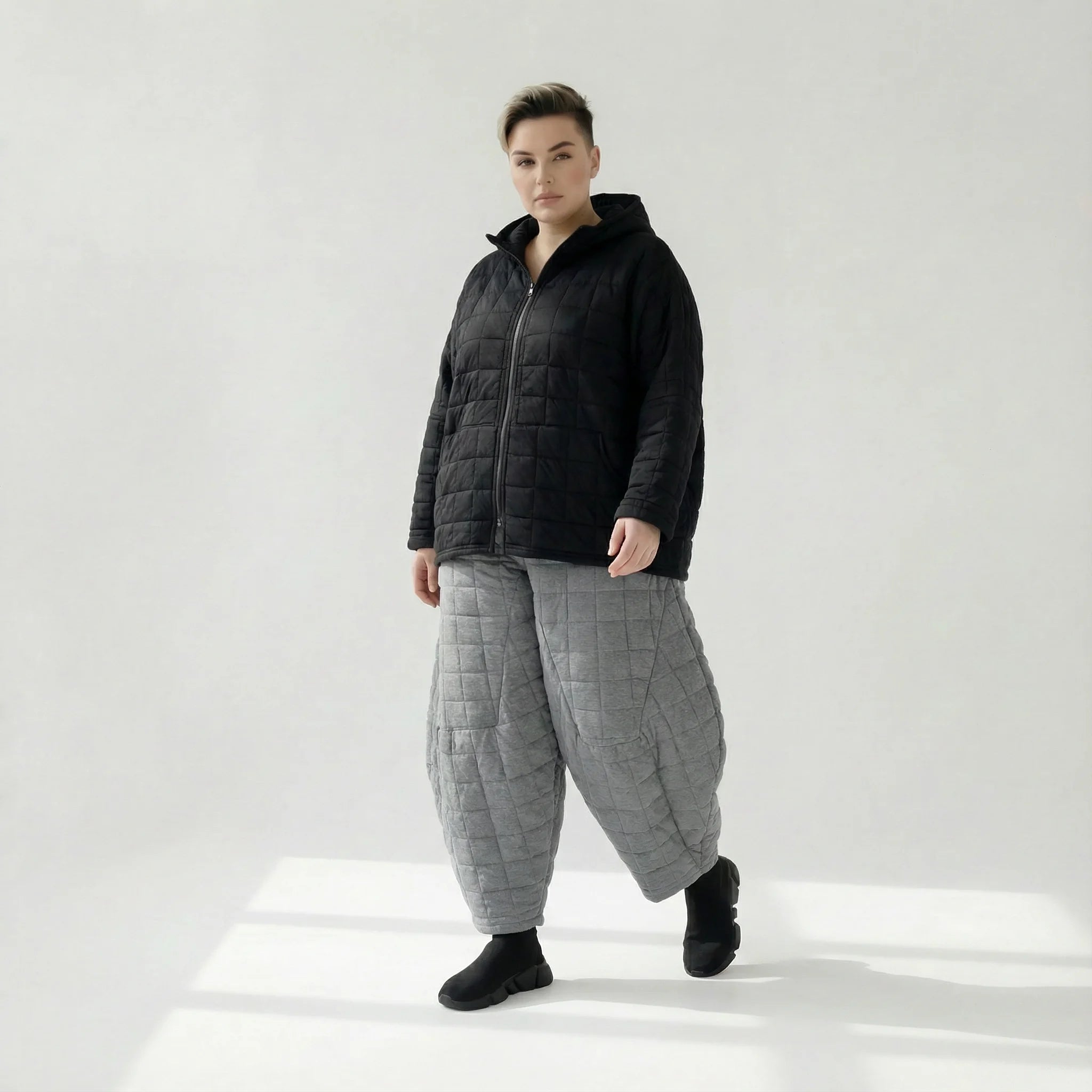  AKH Fashion Jacke in kastiger Form, aus Viskose, 1561.07104, Schwarz, Kariert, Schick