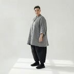  A-Form Bluse von AKH Fashion aus Viskose, 1561.07116, Grau, Kariert, Ausgefallen, Zeitlos