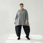  A-Form Bluse von AKH Fashion aus Viskose, 1561.07116, Grau, Kariert, Ausgefallen, Zeitlos