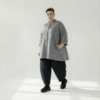  A-Form Bluse von AKH Fashion aus Viskose, 1561.07116, Grau, Kariert, Ausgefallen, Zeitlos