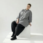  A-Form Bluse von AKH Fashion aus Viskose, 1561.07116, Grau, Kariert, Ausgefallen, Zeitlos