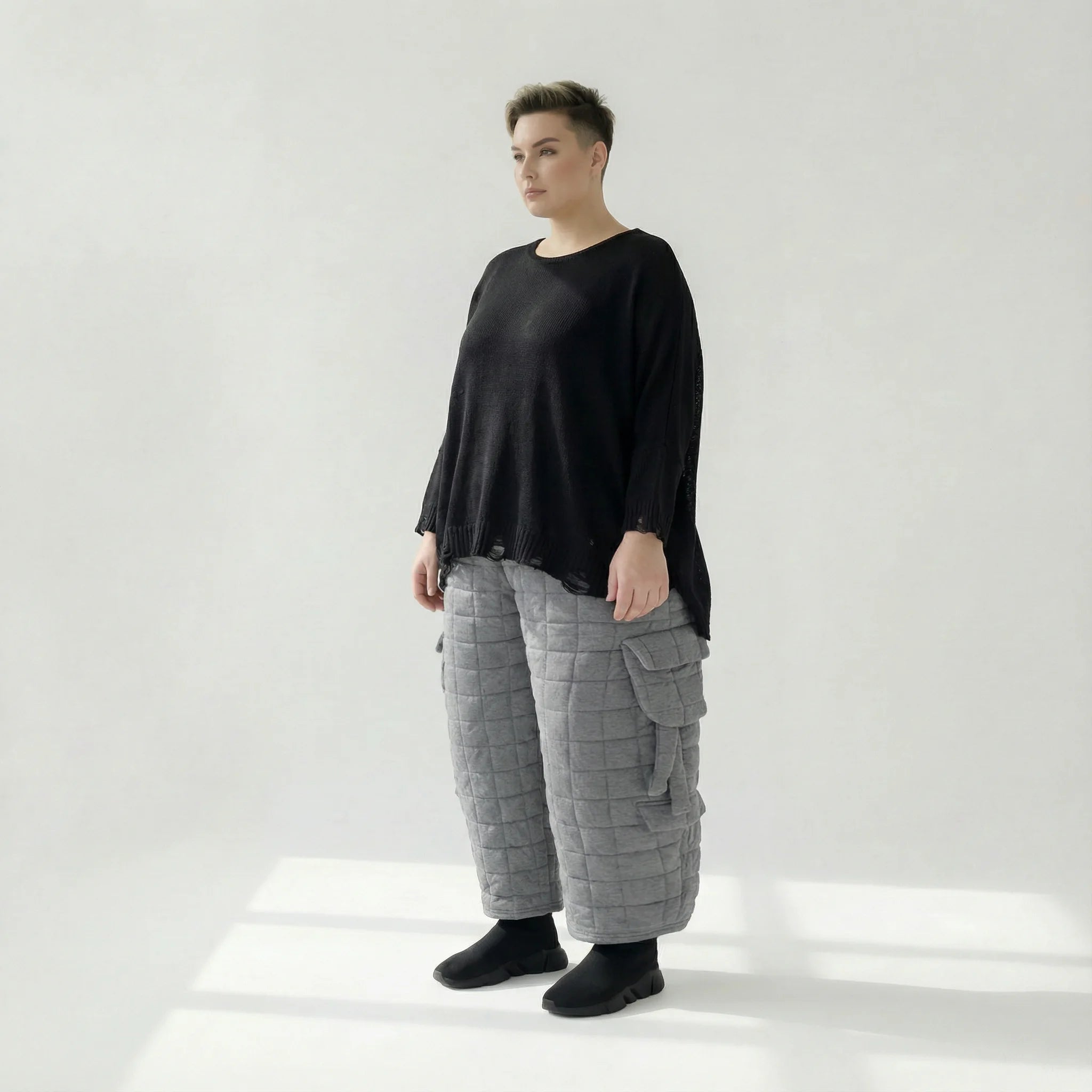  Ballonhose von AKH Fashion aus Viskose, 1561.07125, Grau, Kariert, Ausgefallen, Zeitlos