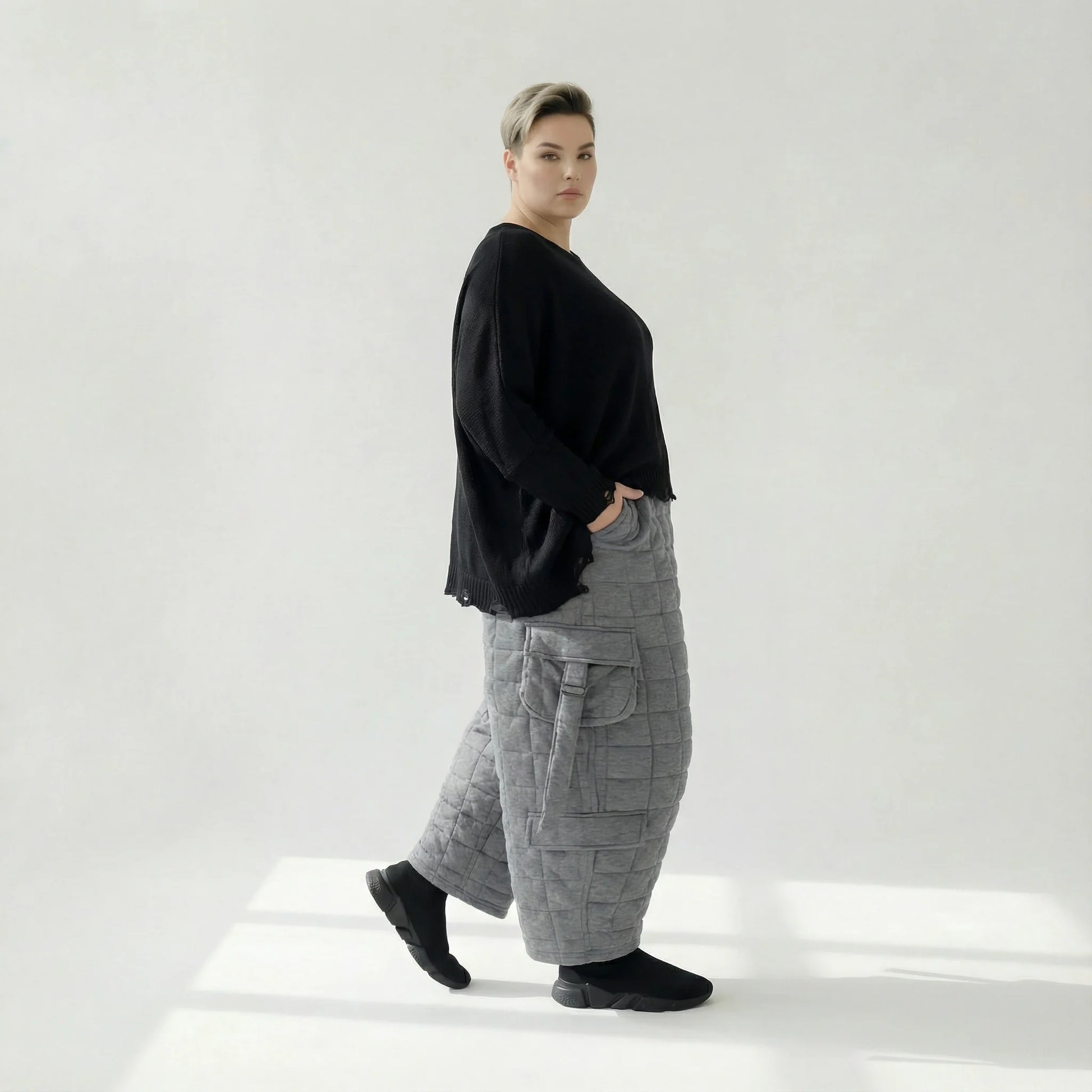  Ballonhose von AKH Fashion aus Viskose, 1561.07125, Grau, Kariert, Ausgefallen, Zeitlos