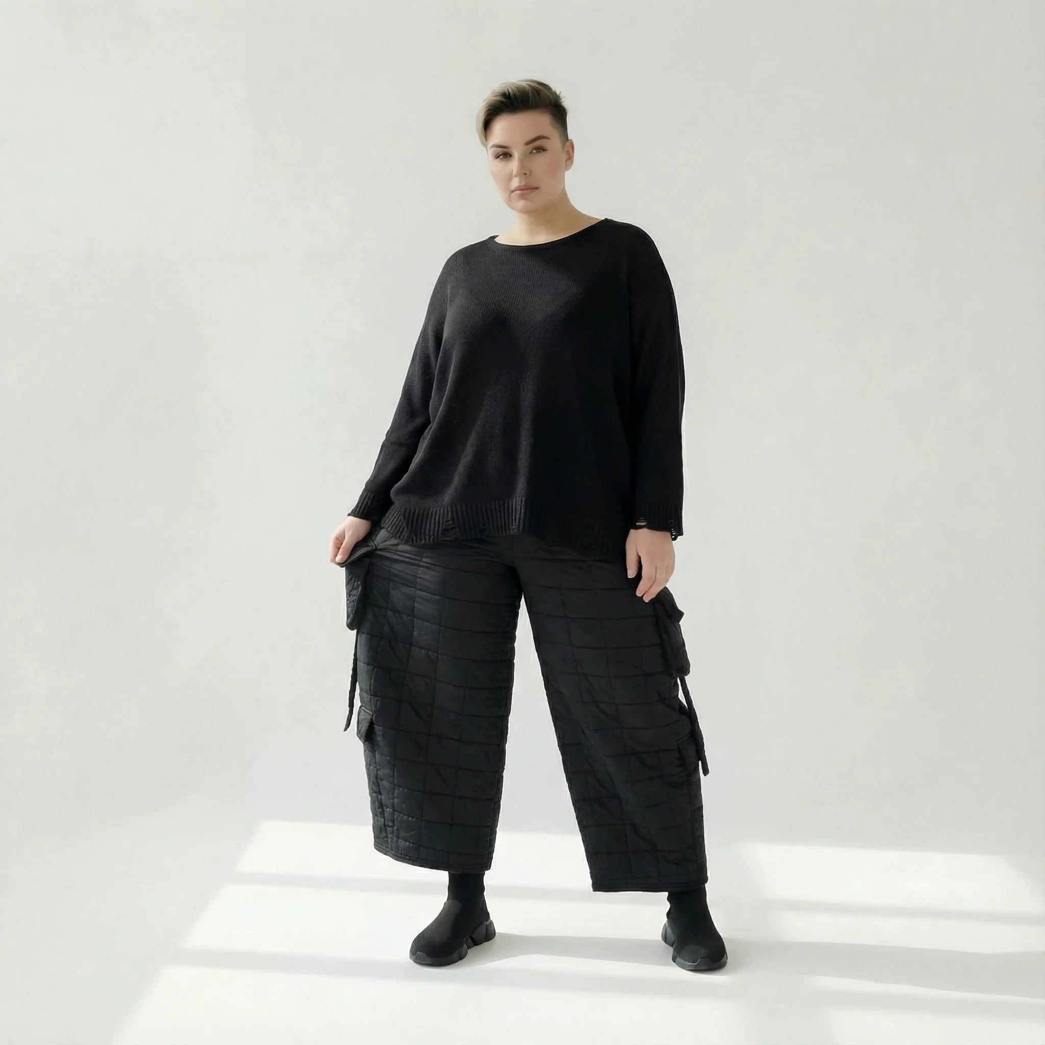  Ballonhose von AKH Fashion aus Viskose, 1561.07125, Schwarz, Kariert, Ausgefallen, Zeitlos