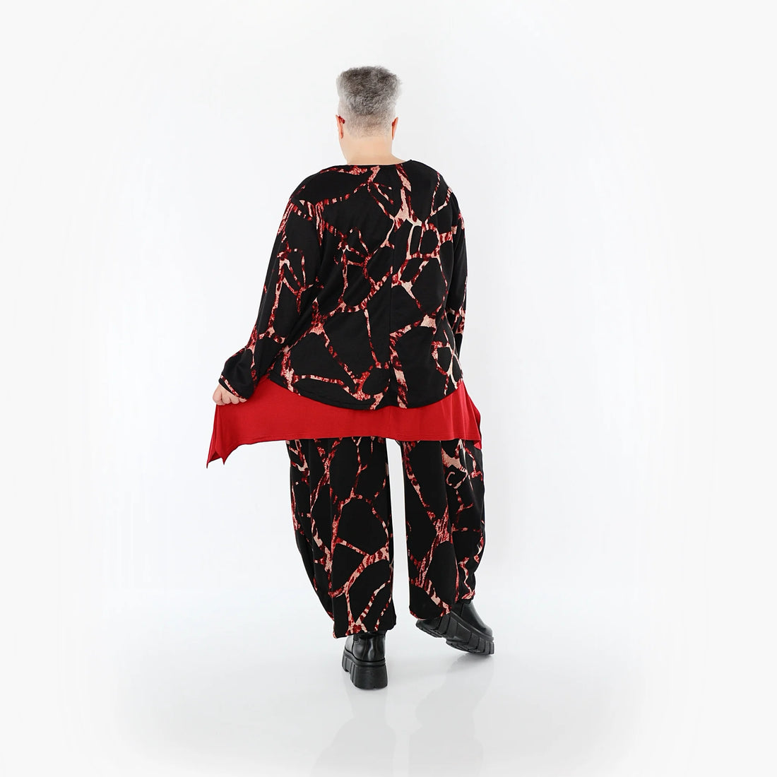  AKH Fashion Jacke in gerundeter Form, aus Materialmix, 1563.00130, Schwarz/Multi, Grafik