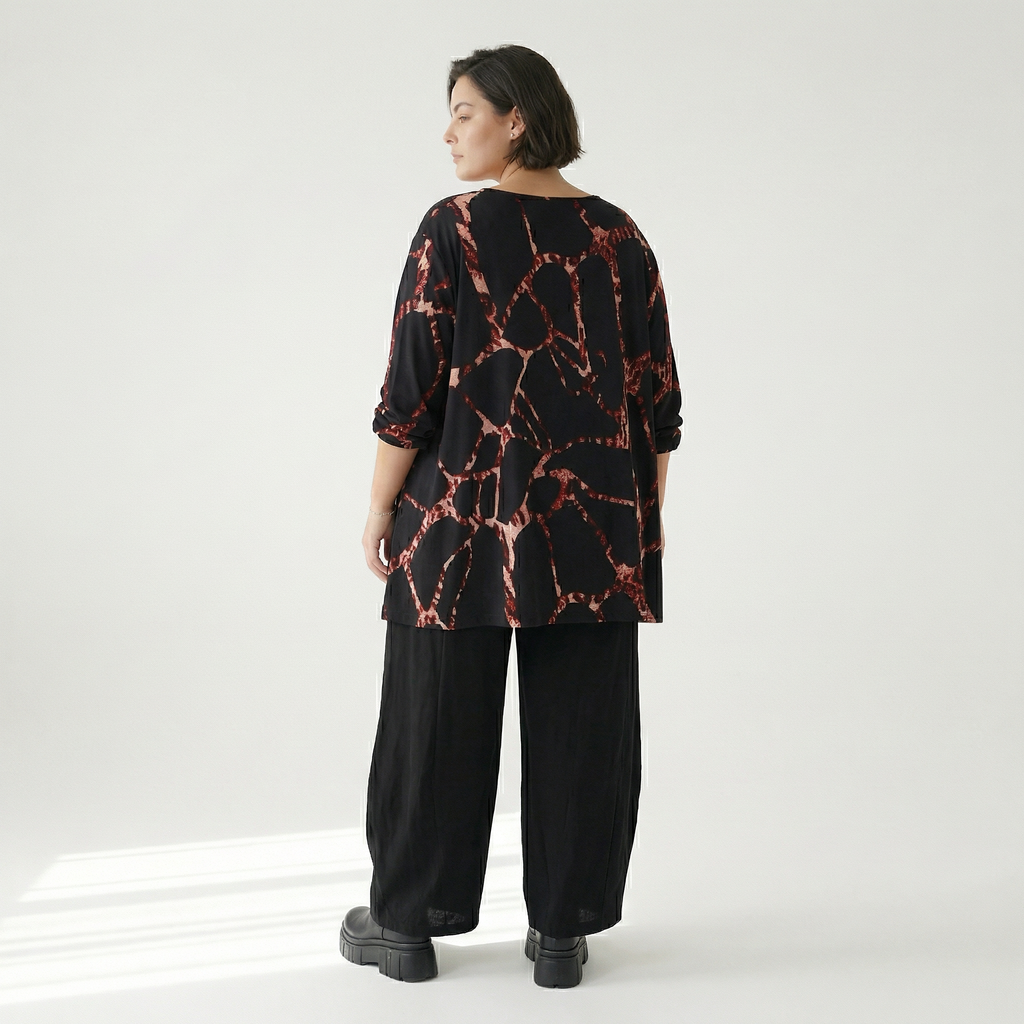  A-Form Bigshirt von AKH Fashion aus Materialmix, 1563.00593, Schwarz/Multi, Grafik, Schick