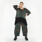  AKH Fashion Jacke in gerundeter Form, aus Materialmix, 1563.00130, Grün/Multi, Grafik