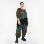  AKH Fashion Jacke in gerundeter Form, aus Materialmix, 1563.00130, Grün/Multi, Grafik