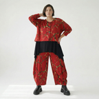  AKH Fashion Jacke in gerundeter Form, aus Materialmix, 1563.00130, Rot/Multi, Grafik